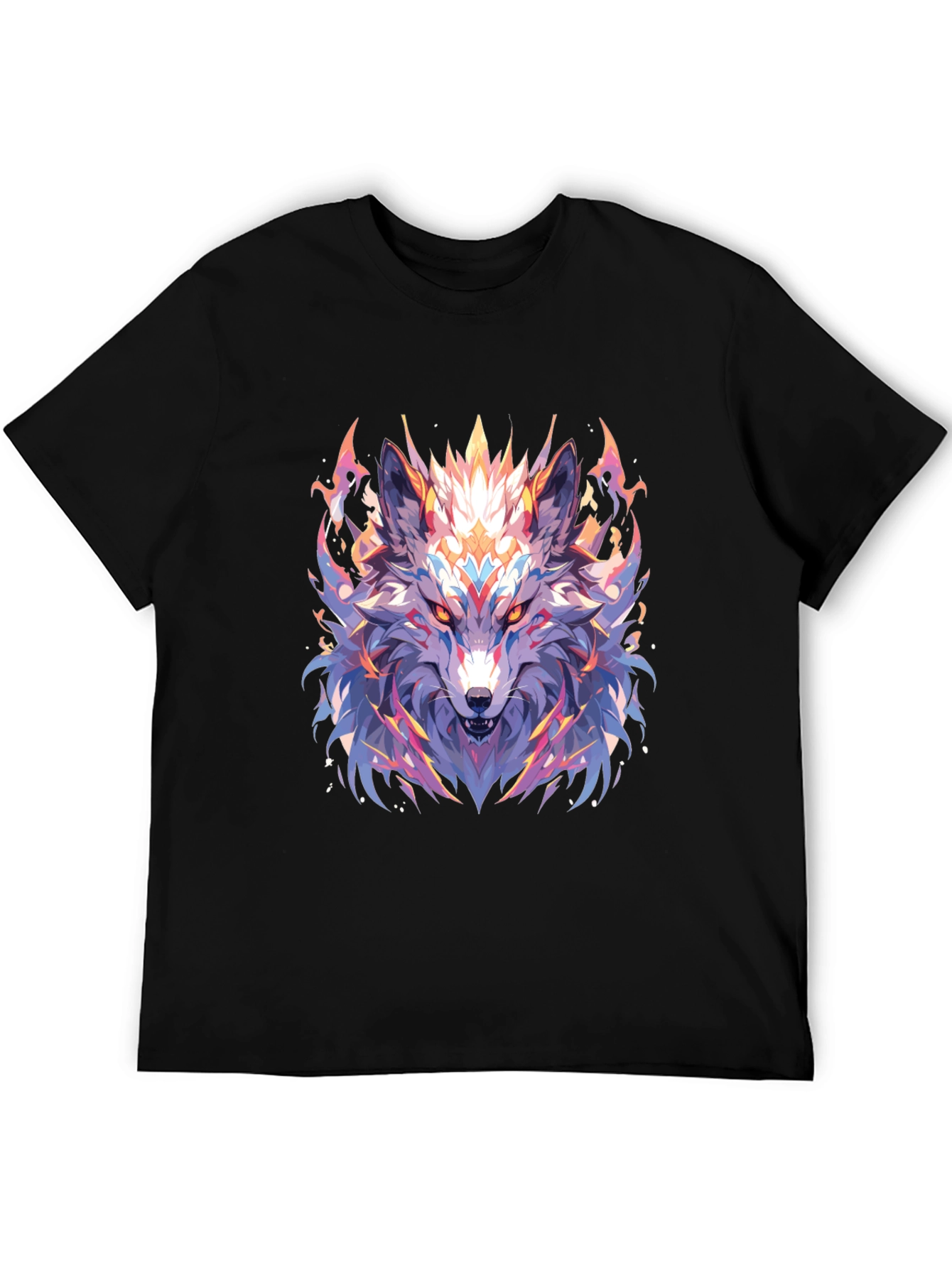 Mystic Wolf Graphic Black T-Shirt