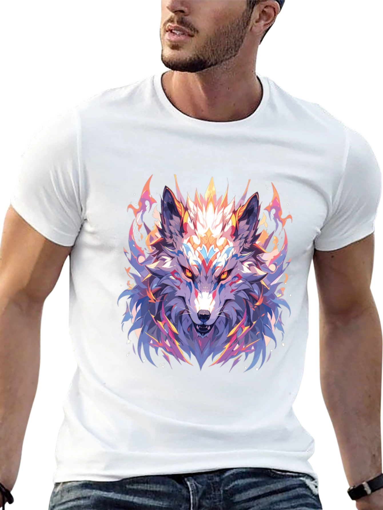 Mystic Wolf Graphic Black T-Shirt
