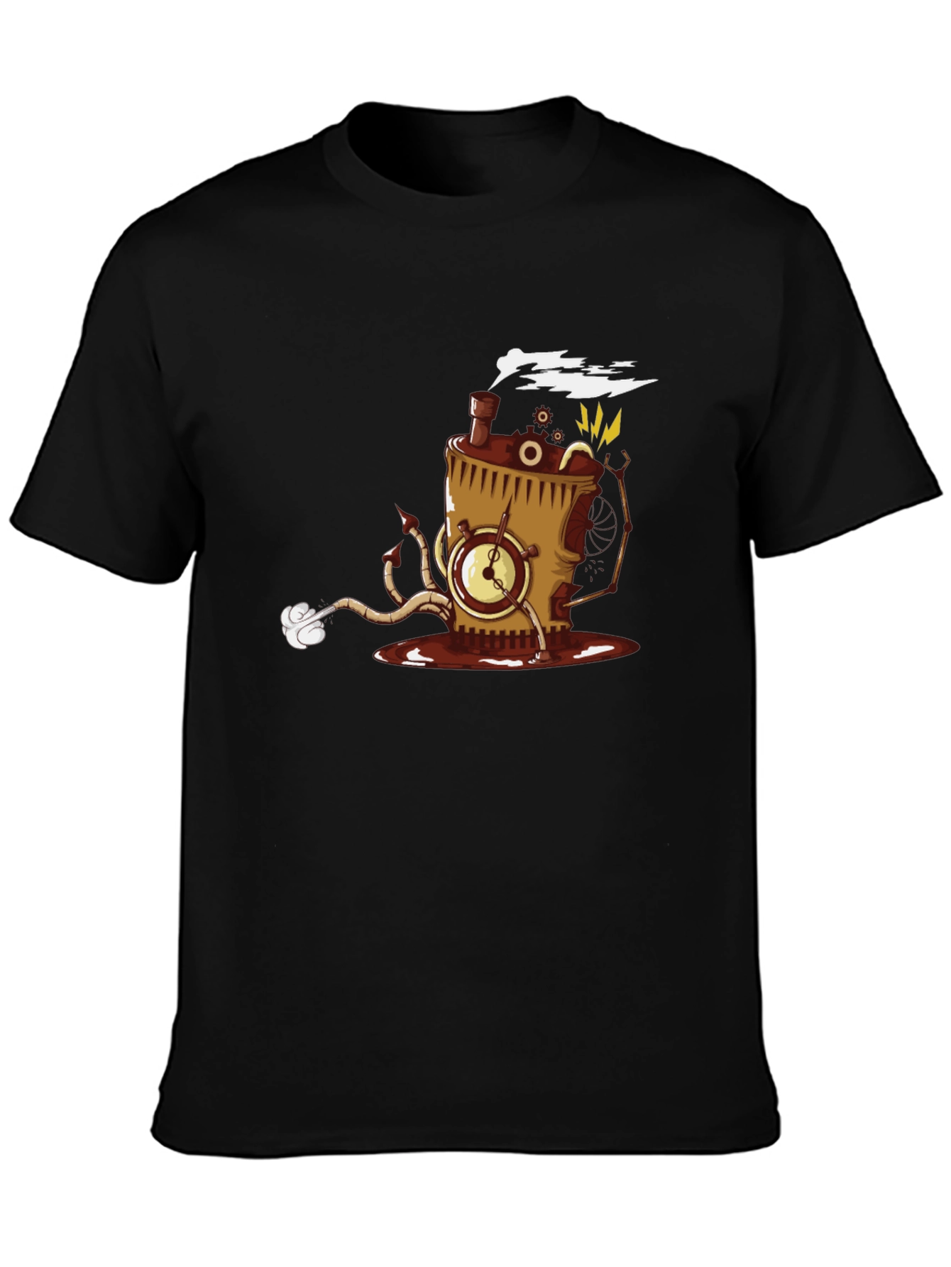 Steampunk Coffee Monster Black T-Shirt