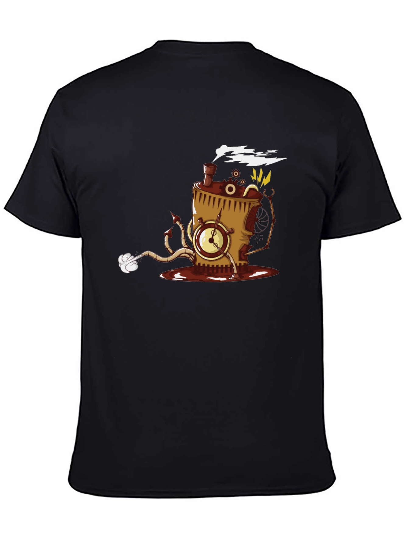 Steampunk Coffee Monster Black T-Shirt