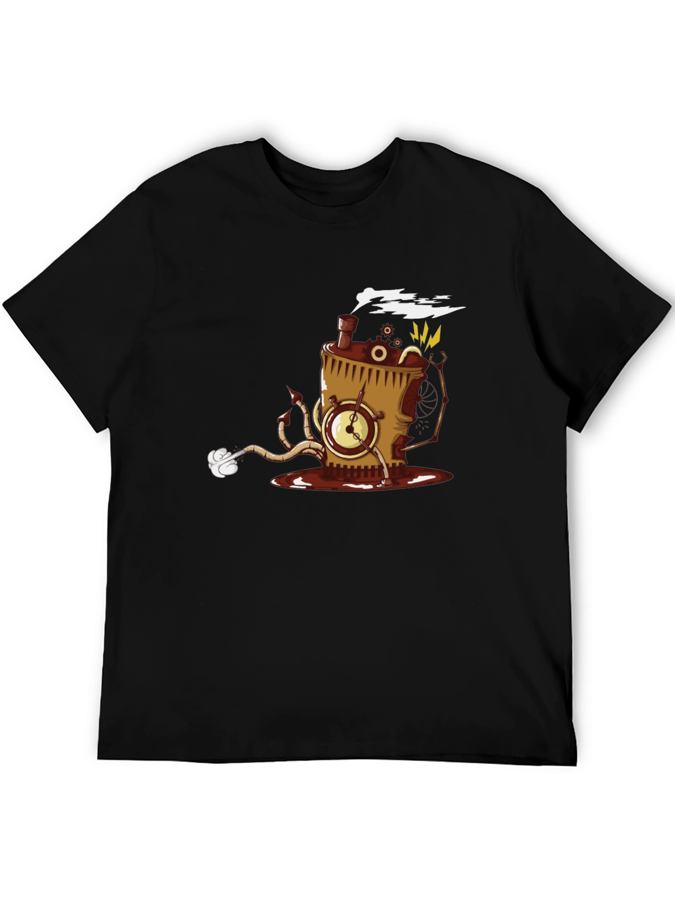 Steampunk Coffee Monster Black T-Shirt