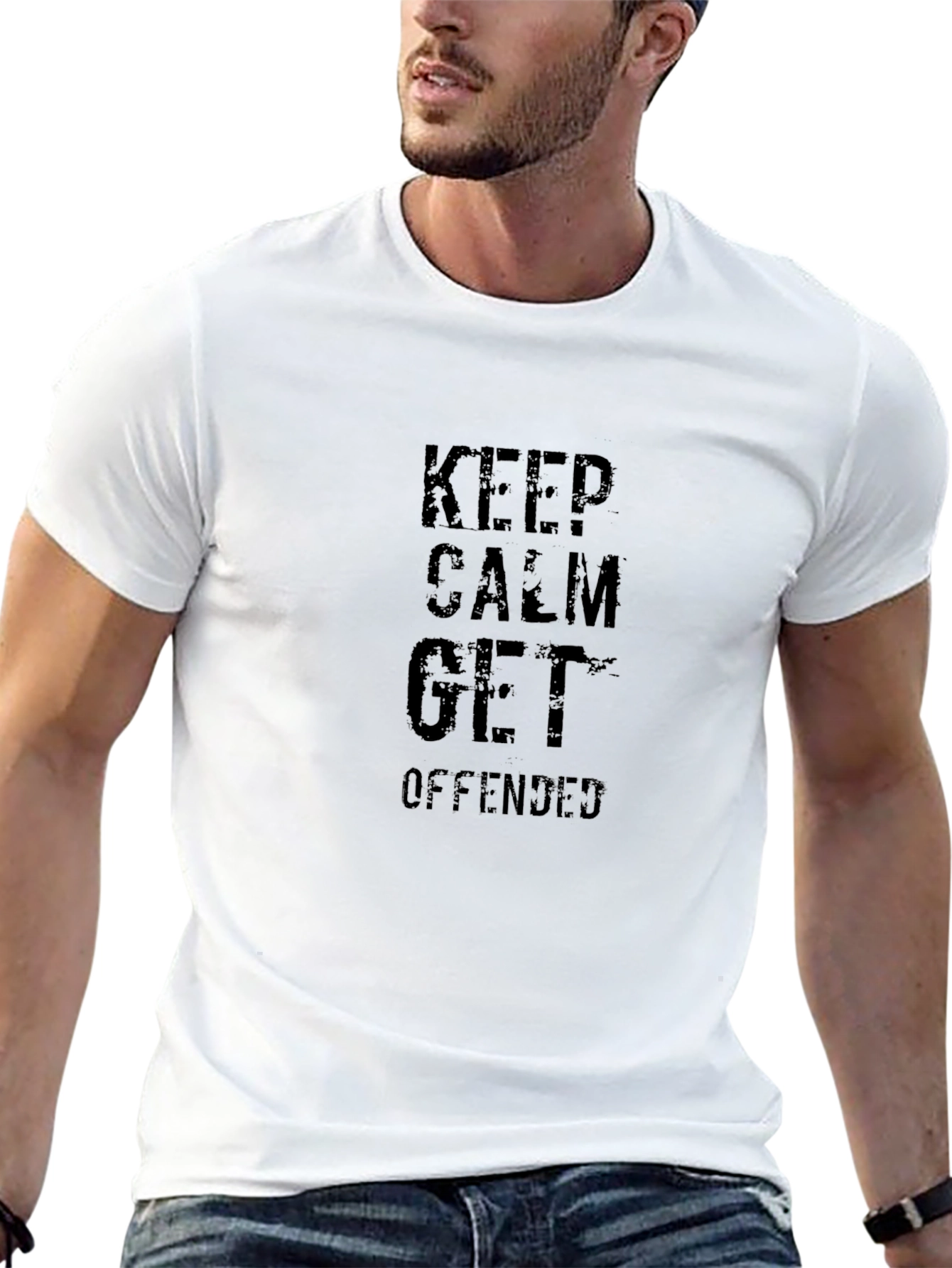Keep Calm Get Offended Black Graphic T-Shirt