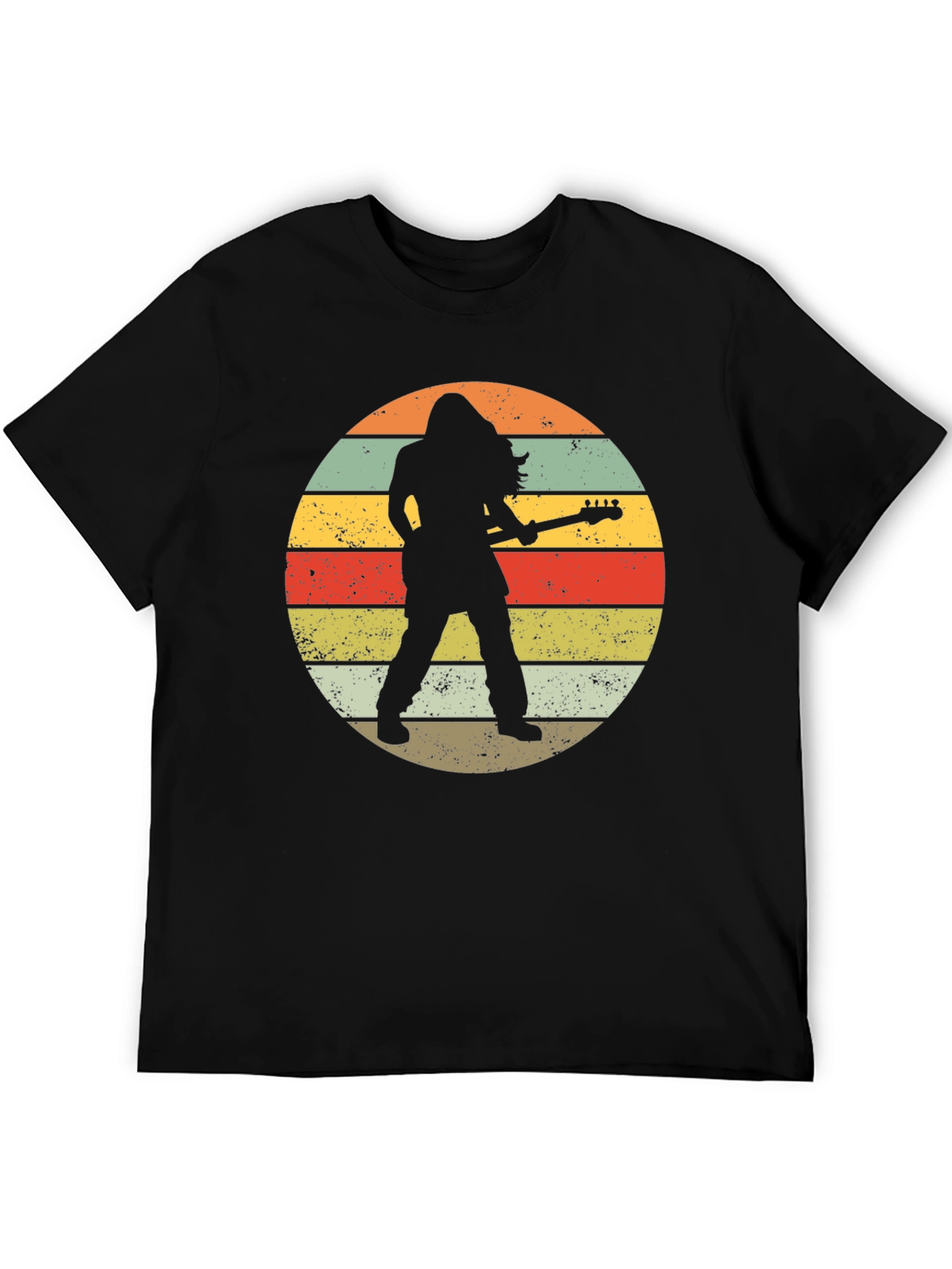 Retro Rock Guitarist Black T-Shirt