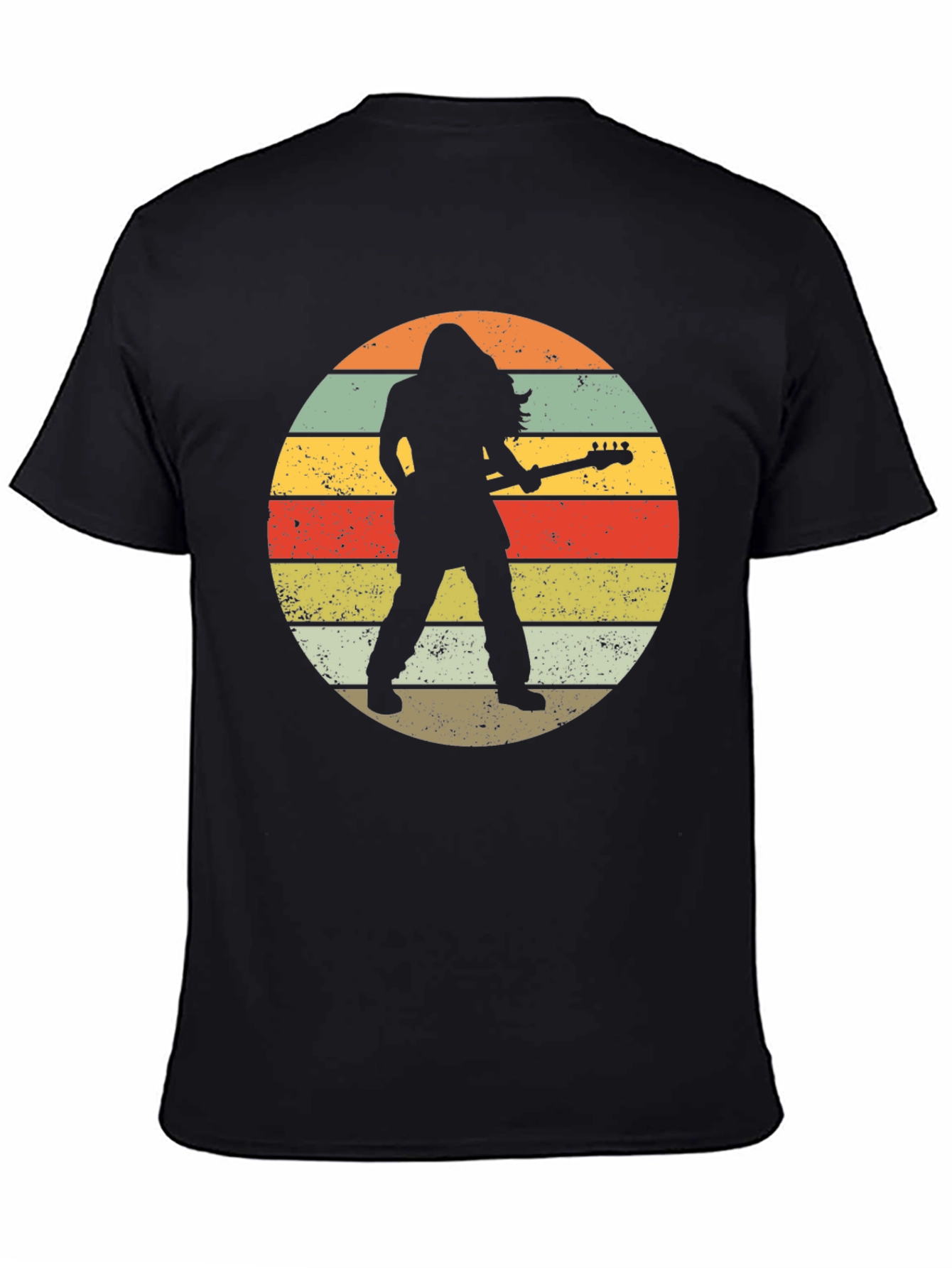 Retro Rock Guitarist Black T-Shirt