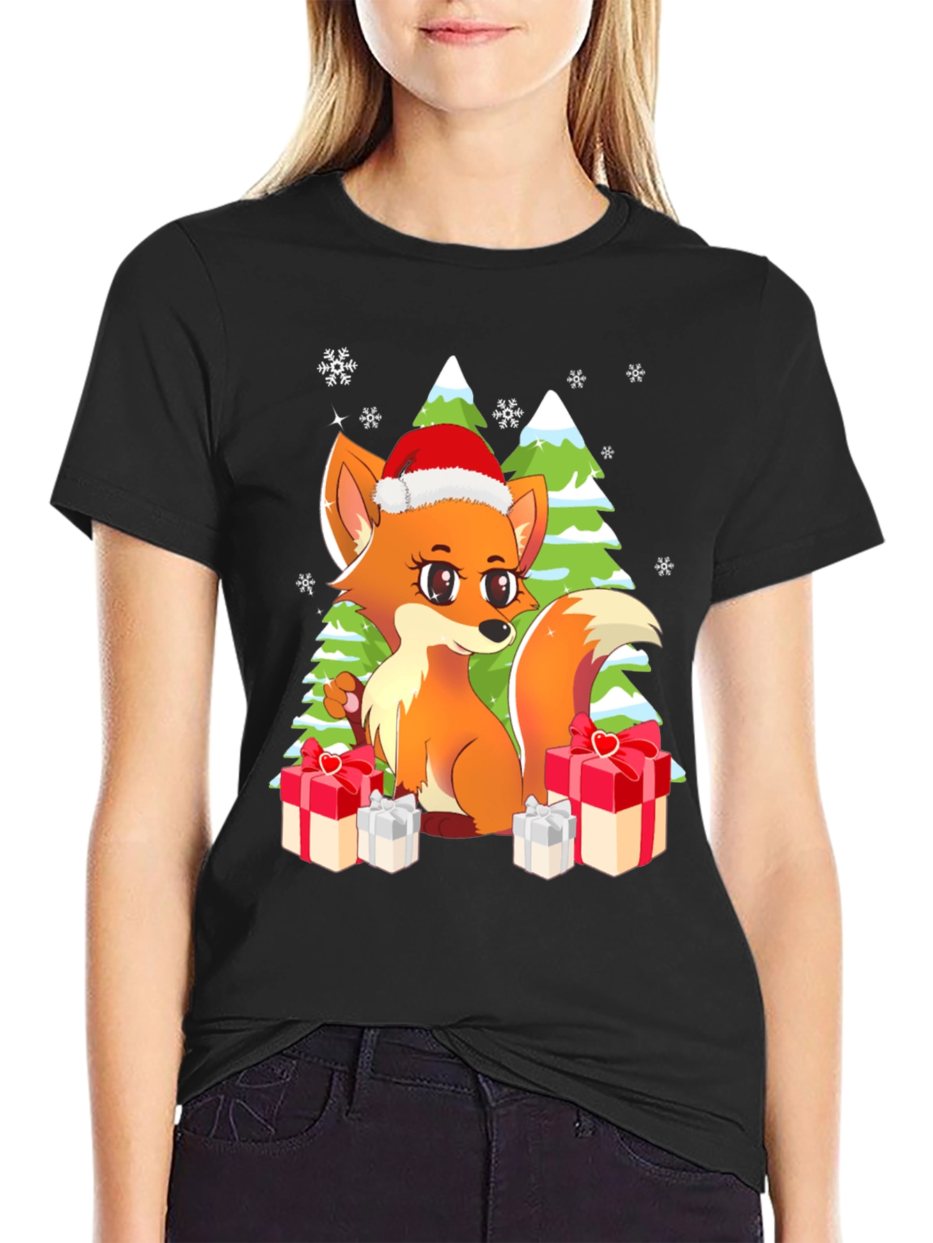 Festive Fox Graphic Tee - Holiday Gift