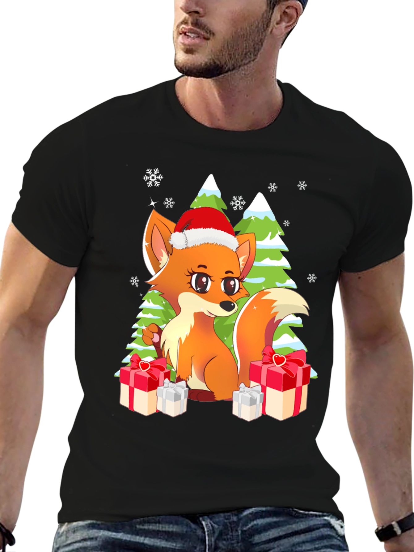 Festive Fox Graphic Tee - Holiday Gift