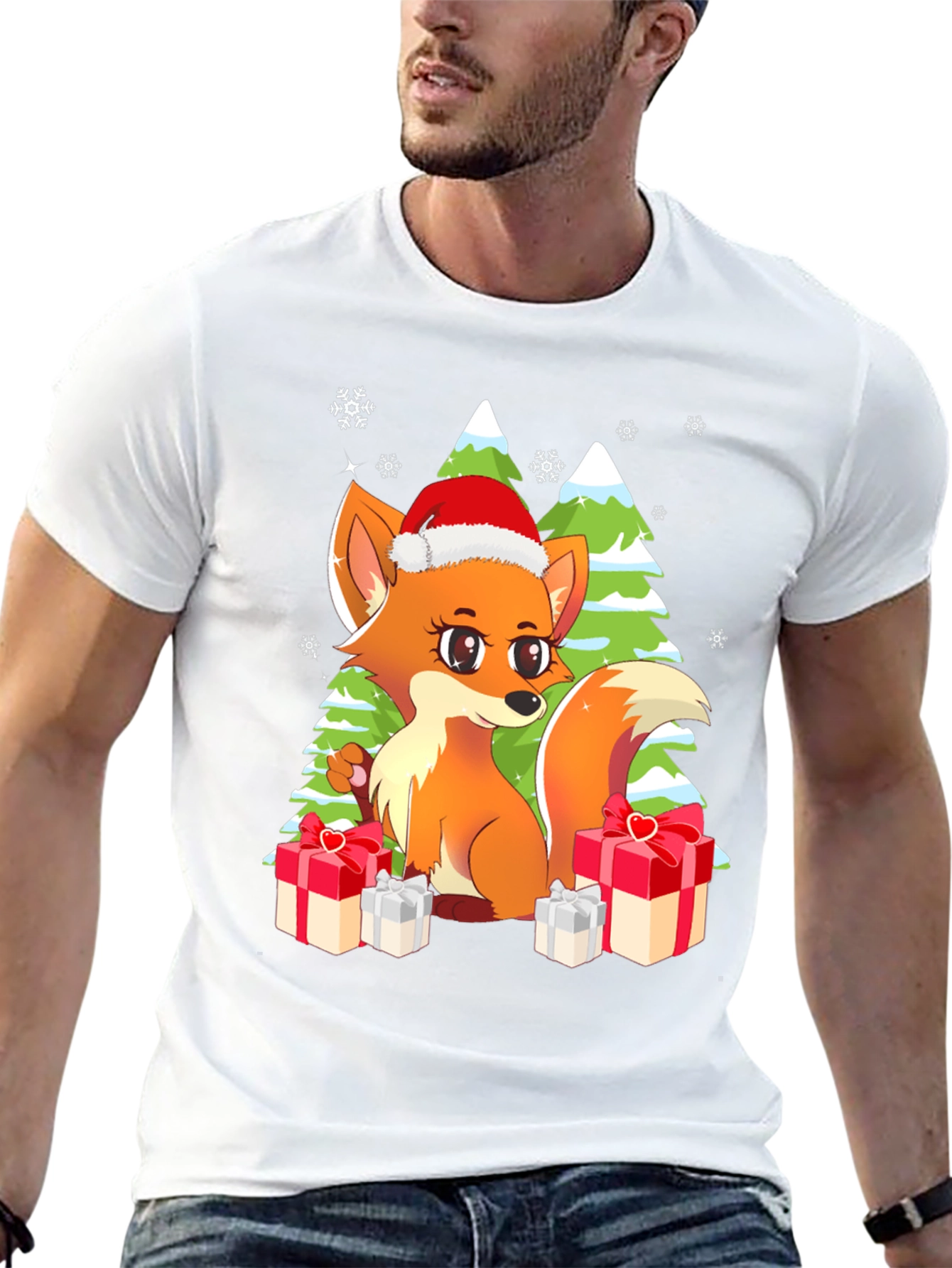 Festive Fox Graphic Tee - Holiday Gift