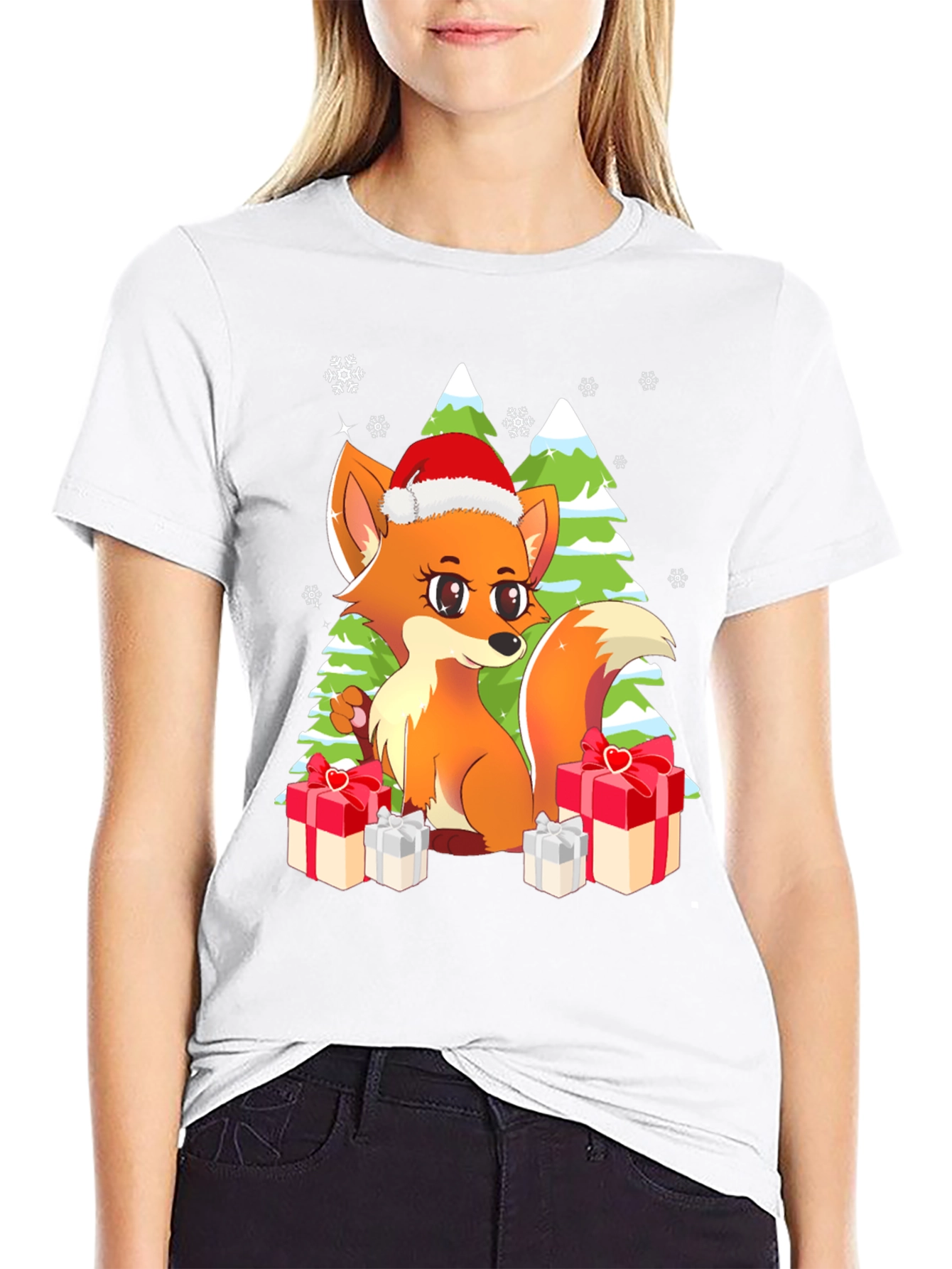 Festive Fox Graphic Tee - Holiday Gift