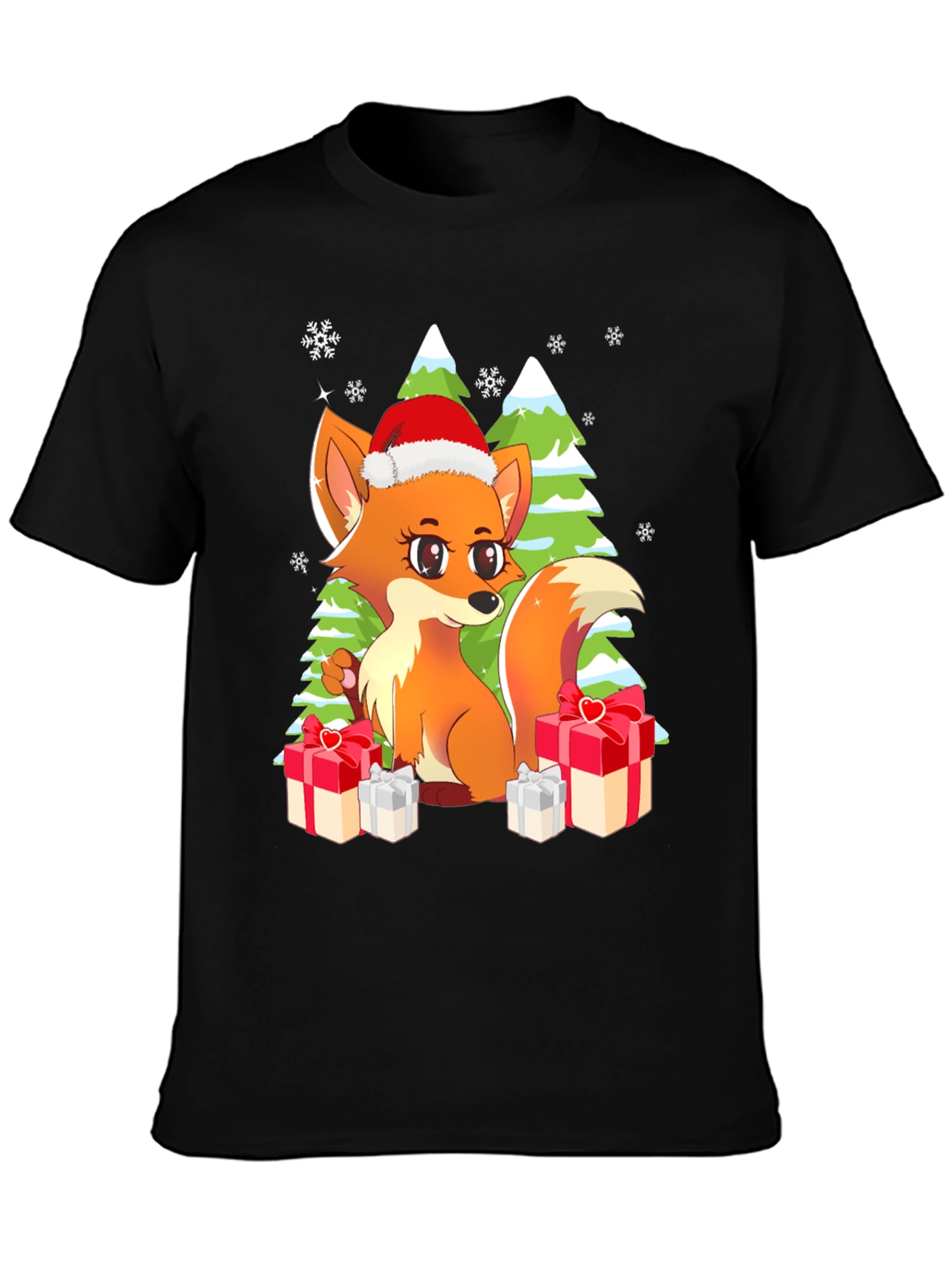 Festive Fox Graphic Tee - Holiday Gift