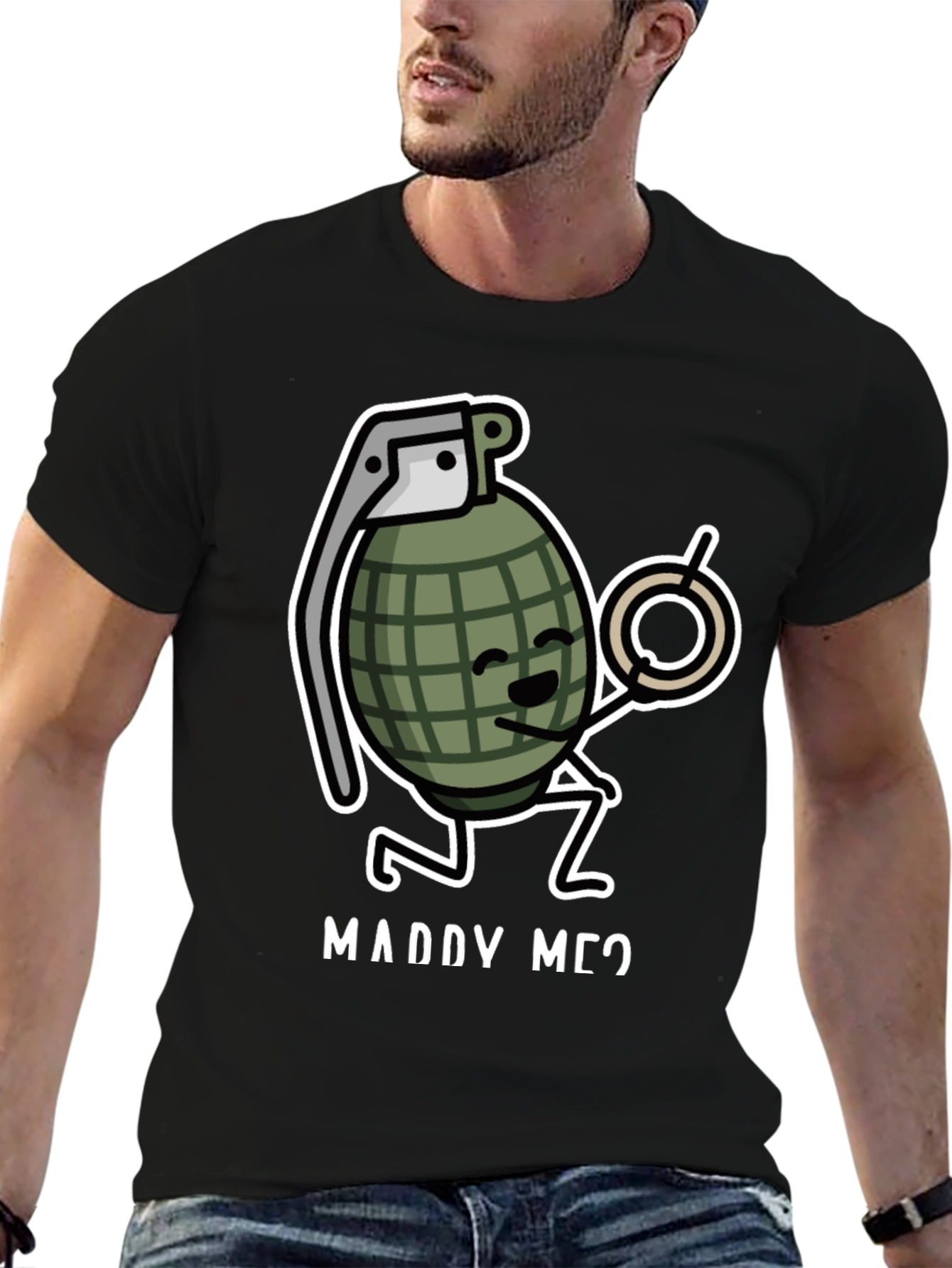 Marry Me Grenade Graphic T-Shirt - Funny Proposal Tee