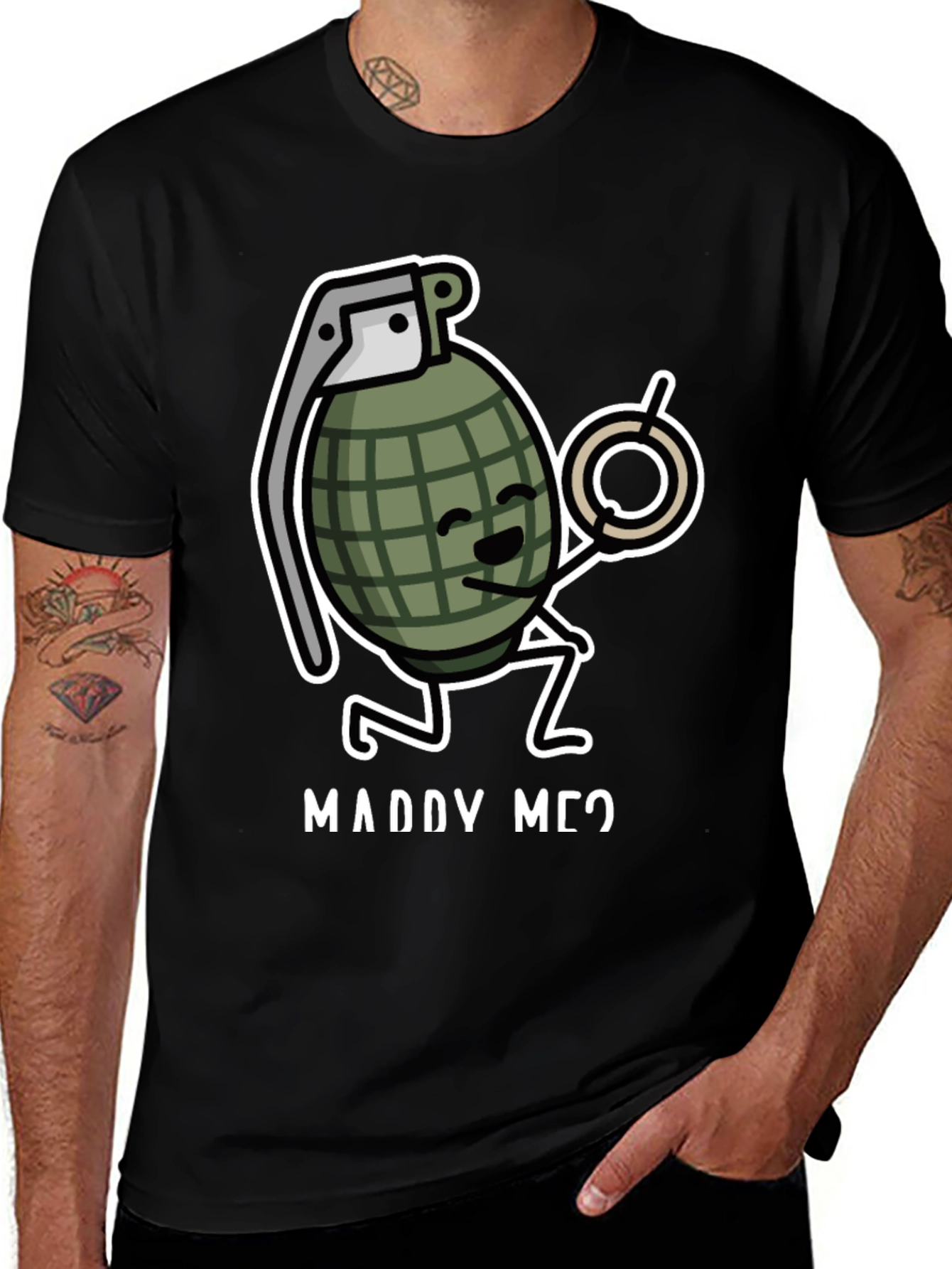 Marry Me Grenade Graphic T-Shirt - Funny Proposal Tee