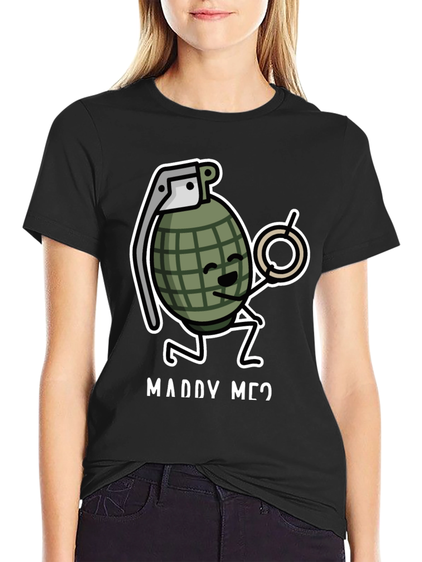 Marry Me Grenade Graphic T-Shirt - Funny Proposal Tee