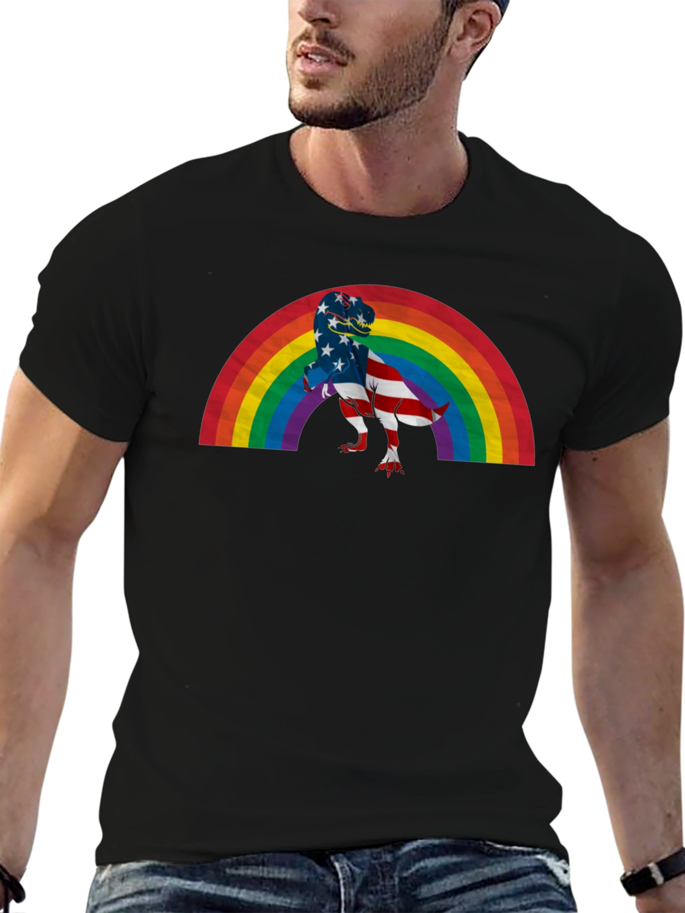 Patriotic Dino Rainbow T-Shirt