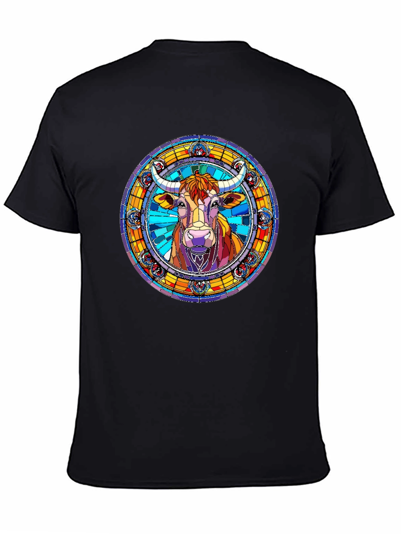 Stained Glass Bull Graphic Tee