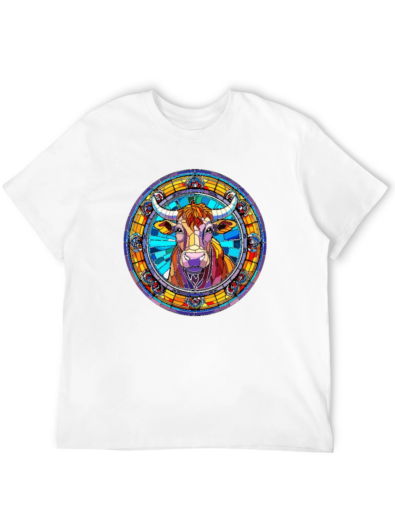 Stained Glass Bull Graphic Tee