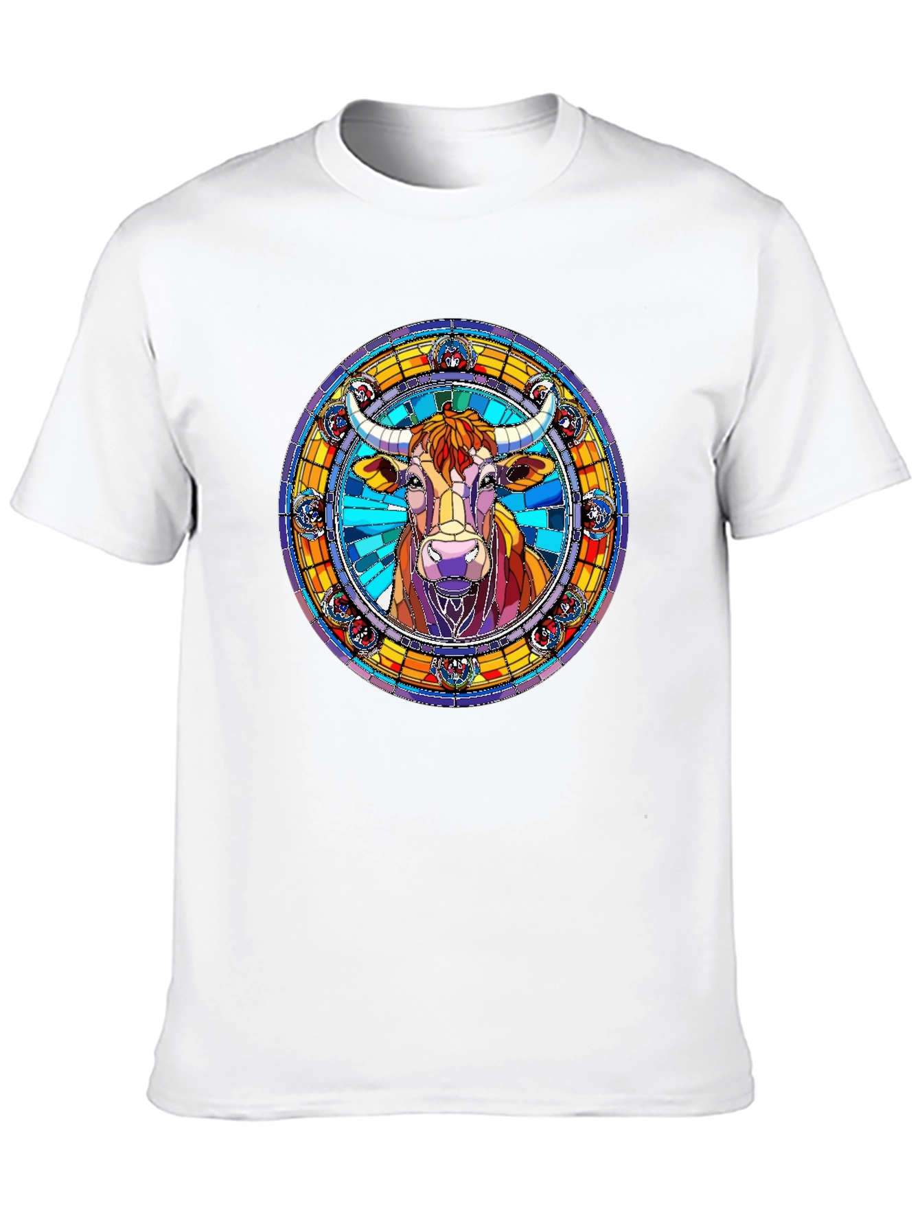Stained Glass Bull Graphic Tee