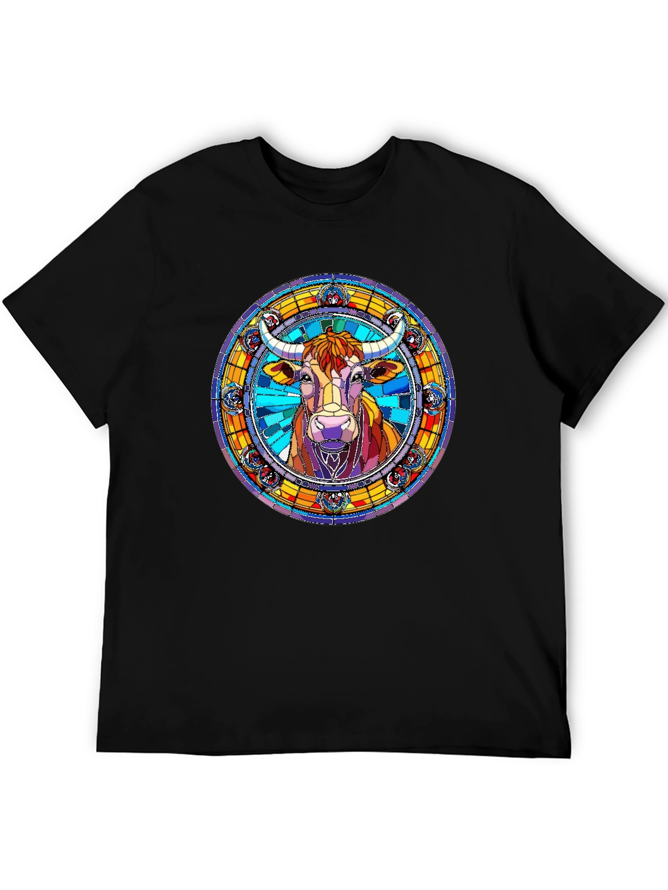 Stained Glass Bull Graphic Tee