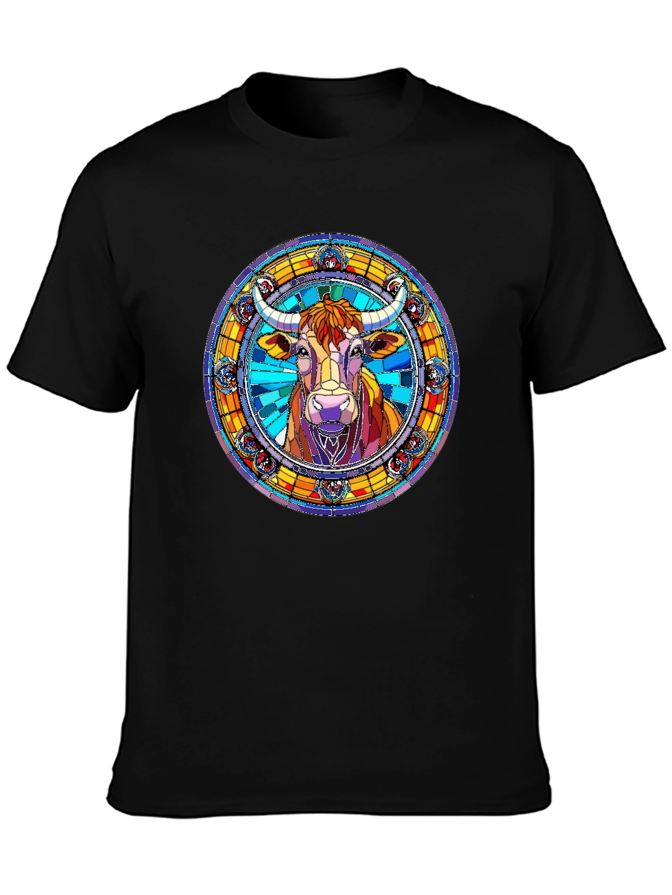 Stained Glass Bull Graphic Tee
