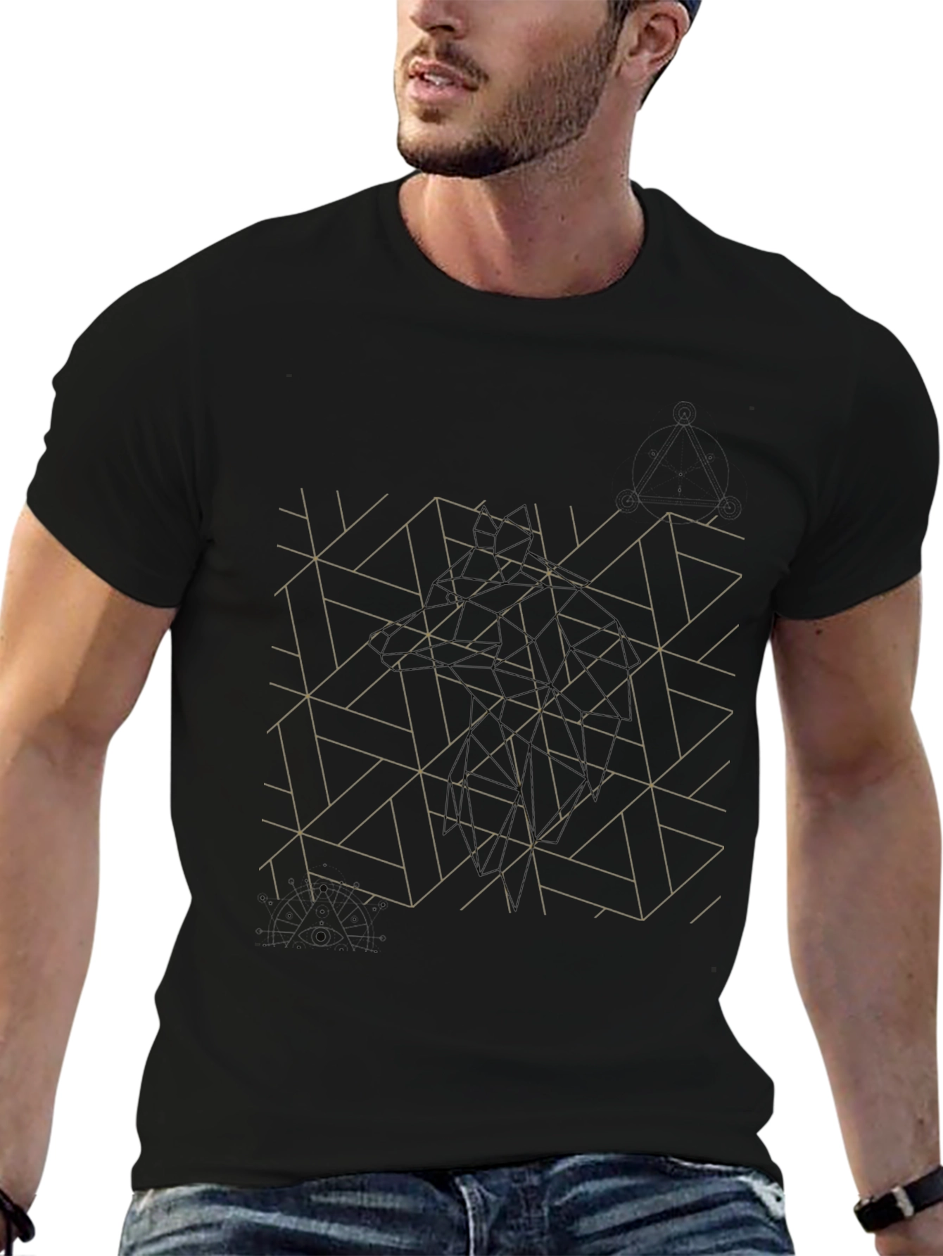 Geometric Pattern Tee - Modern Black T-Shirt
