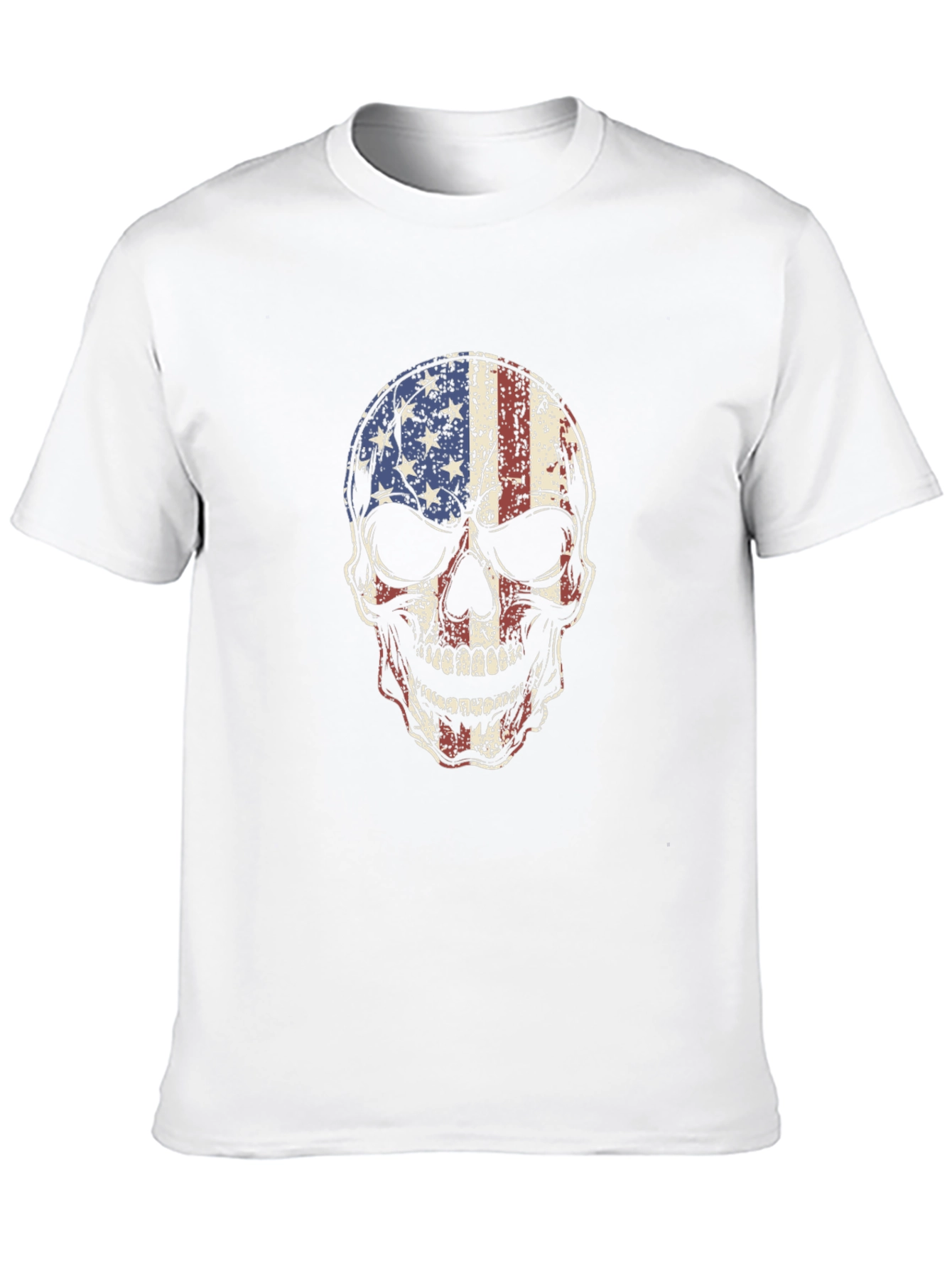 American Flag Skull Graphic Tee - Patriotic Style