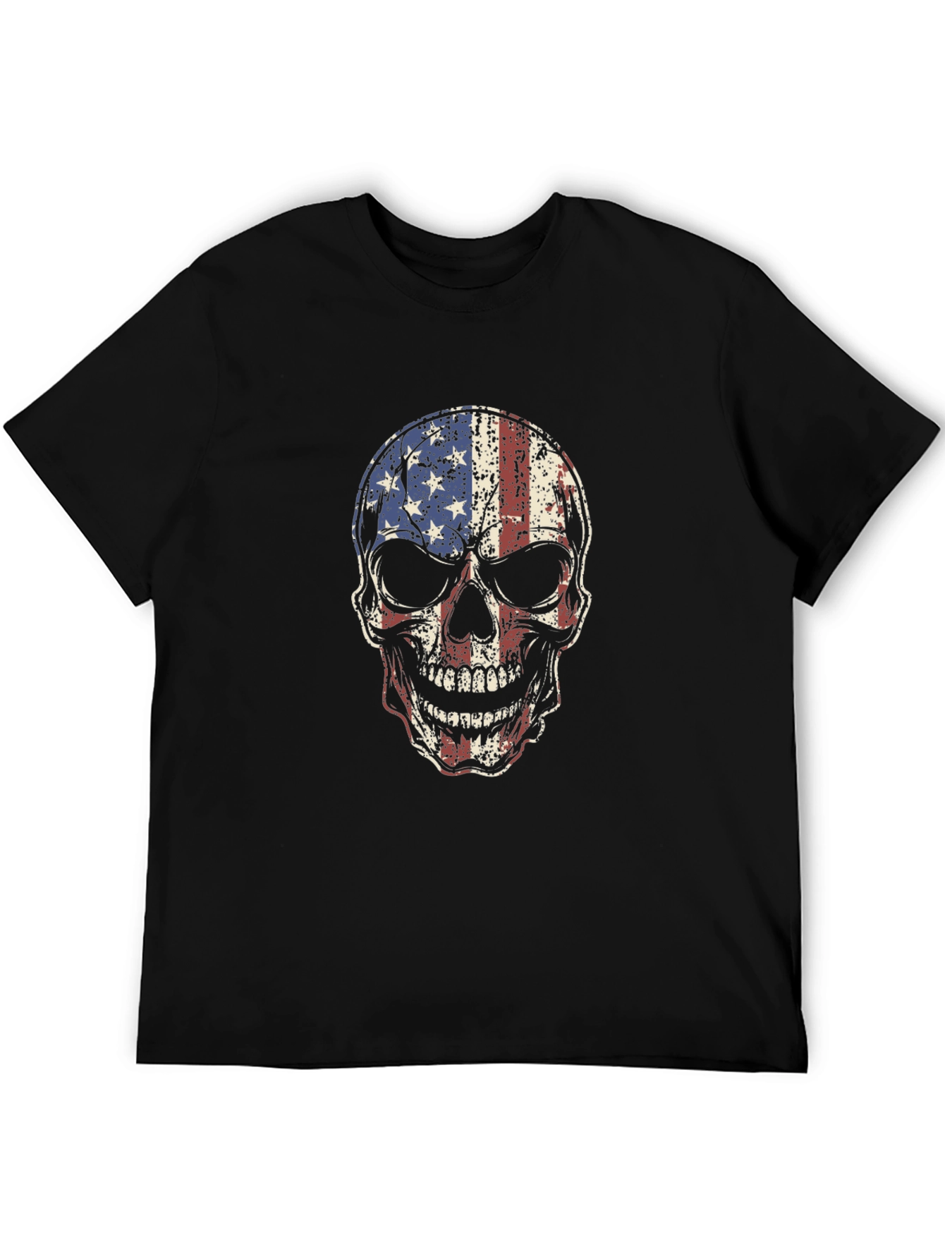 American Flag Skull Graphic Tee - Patriotic Style