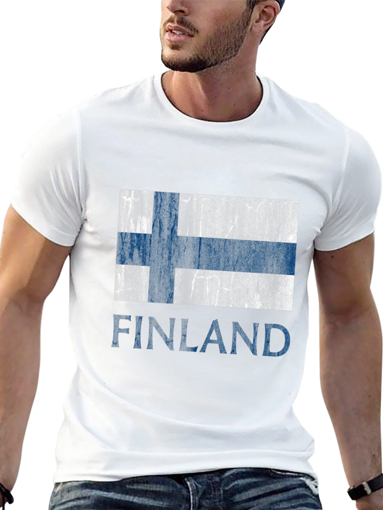 Finland Flag T-Shirt - Distressed Design