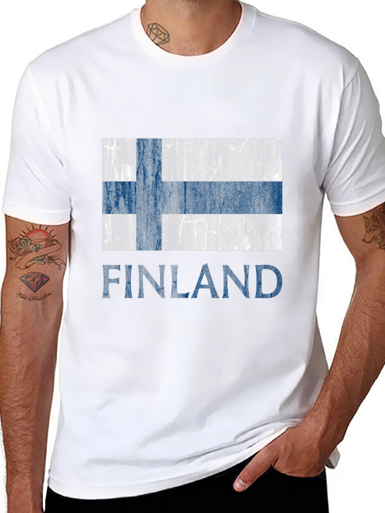 Finland Flag T-Shirt - Distressed Design
