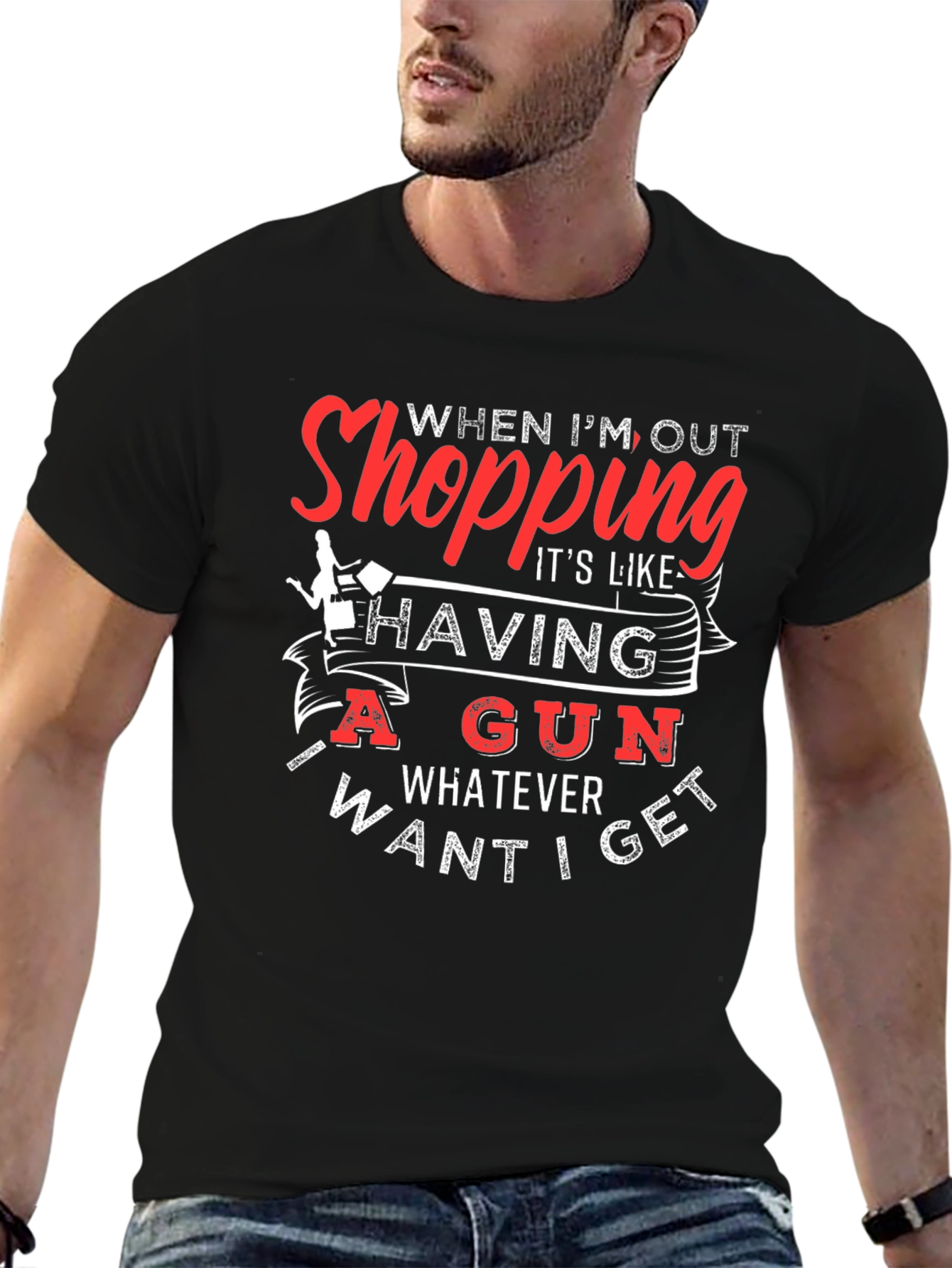 Shopping Gun Funny Graphic Tee