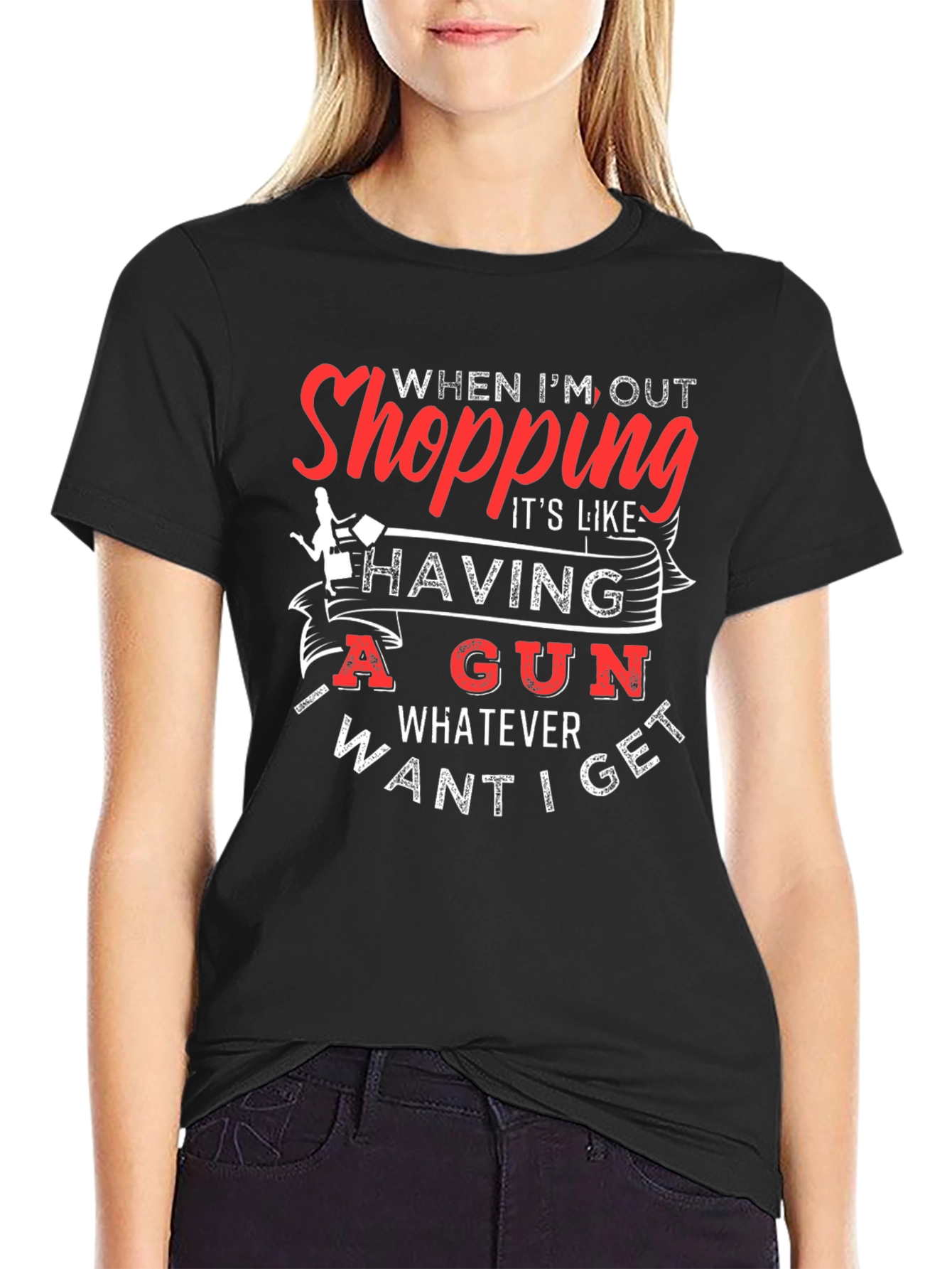 Shopping Gun Funny Graphic Tee