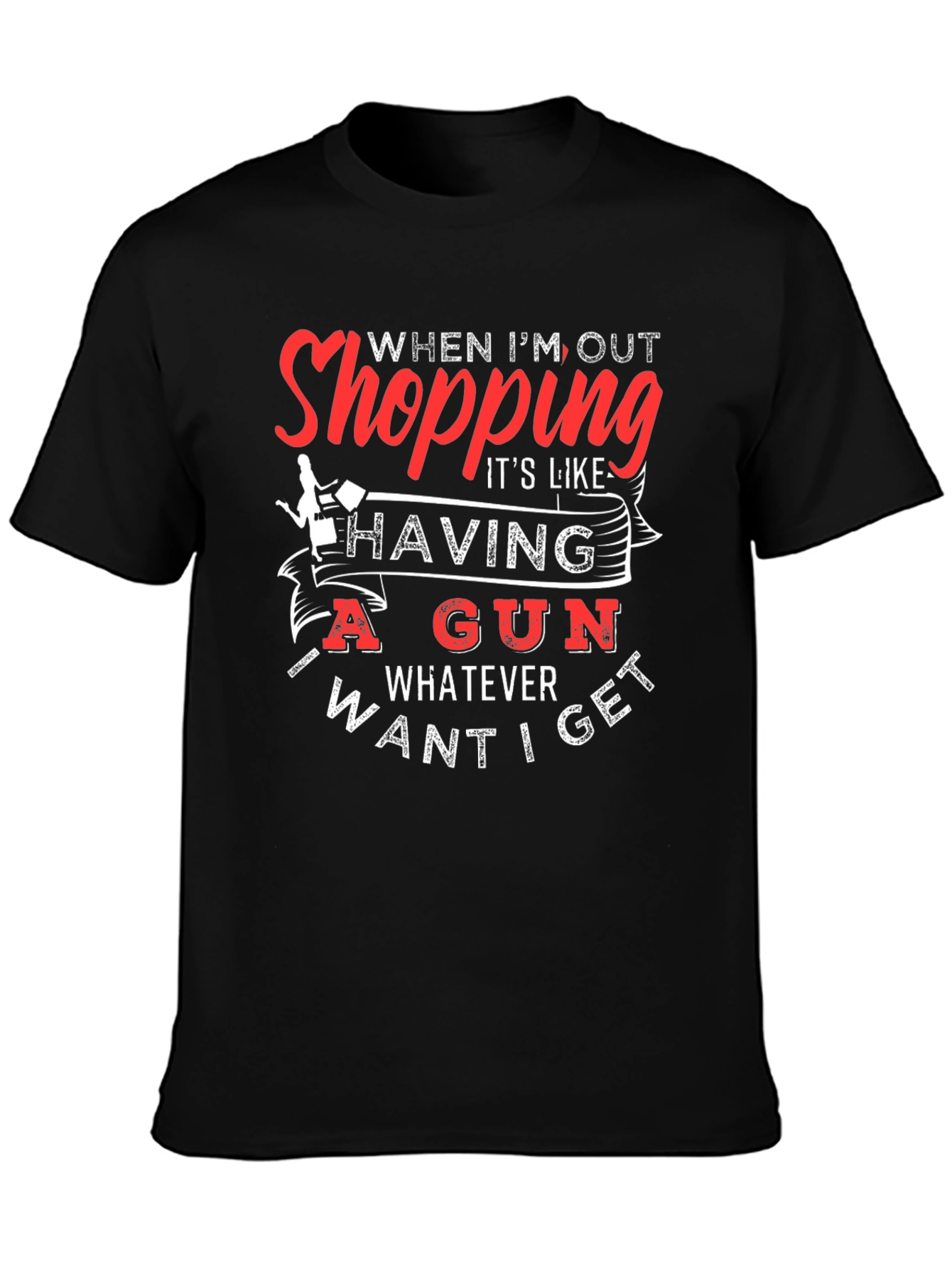 Shopping Gun Funny Graphic Tee