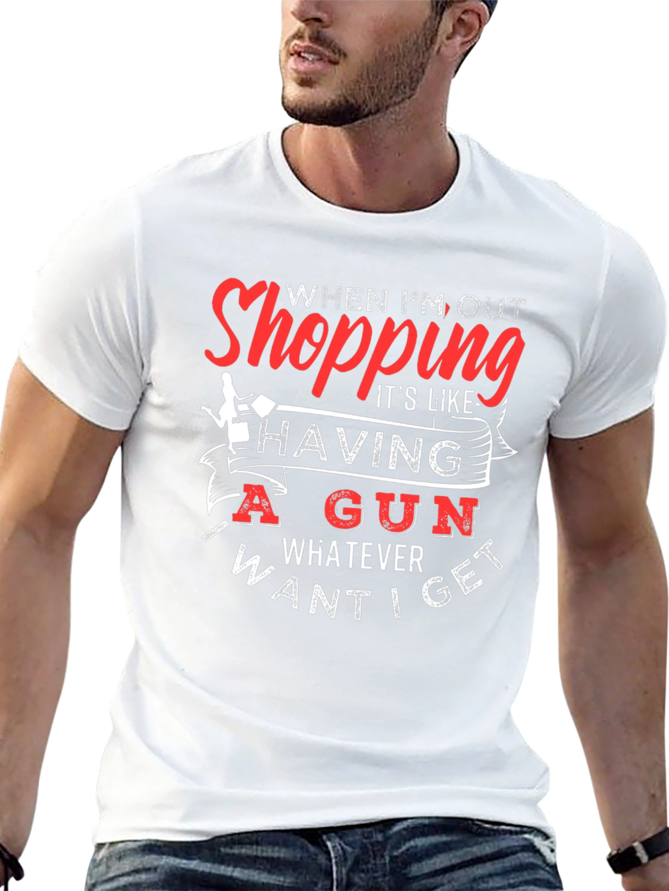 Shopping Gun Funny Graphic Tee