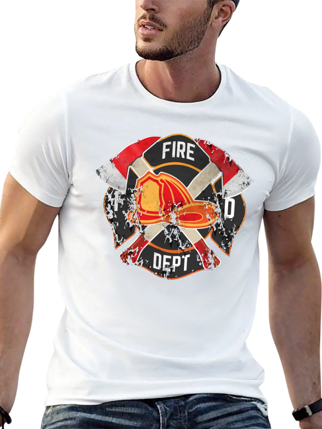 Fire Dept. T-Shirt - Firefighter Maltese Cross Tee