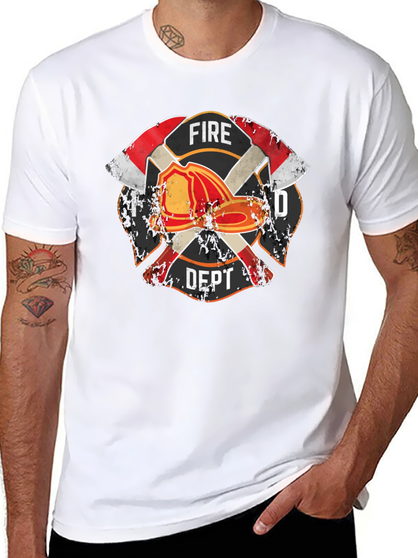 Fire Dept. T-Shirt - Firefighter Maltese Cross Tee