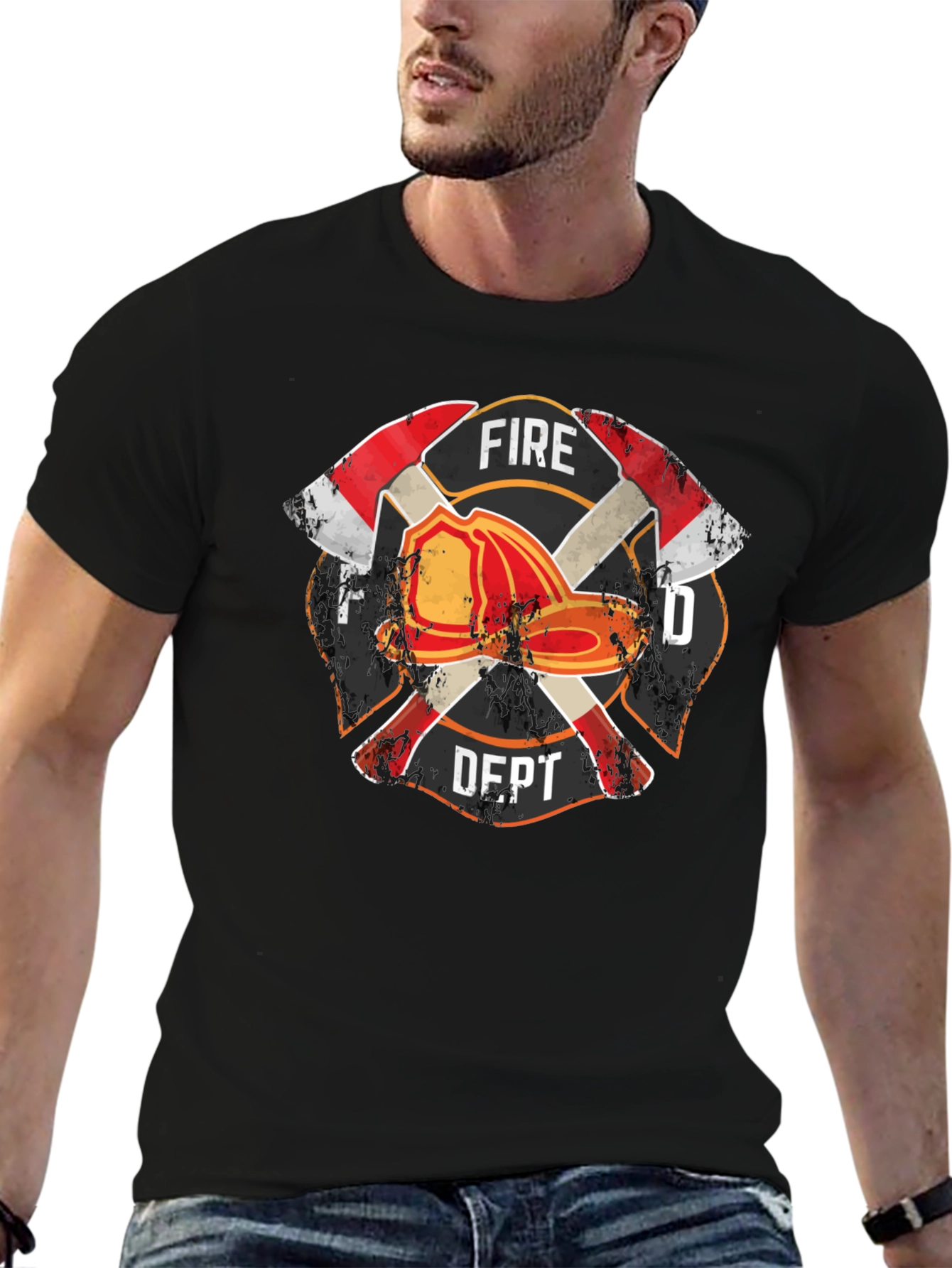 Fire Dept. T-Shirt - Firefighter Maltese Cross Tee