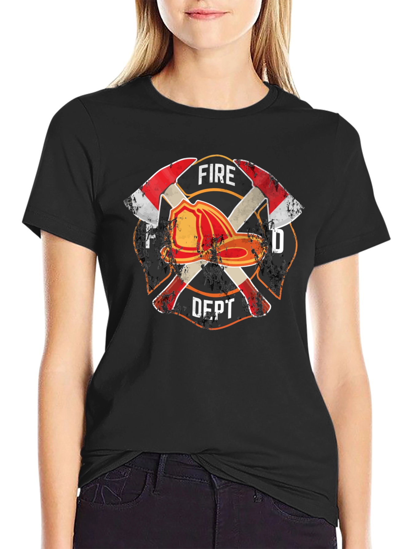 Fire Dept. T-Shirt - Firefighter Maltese Cross Tee