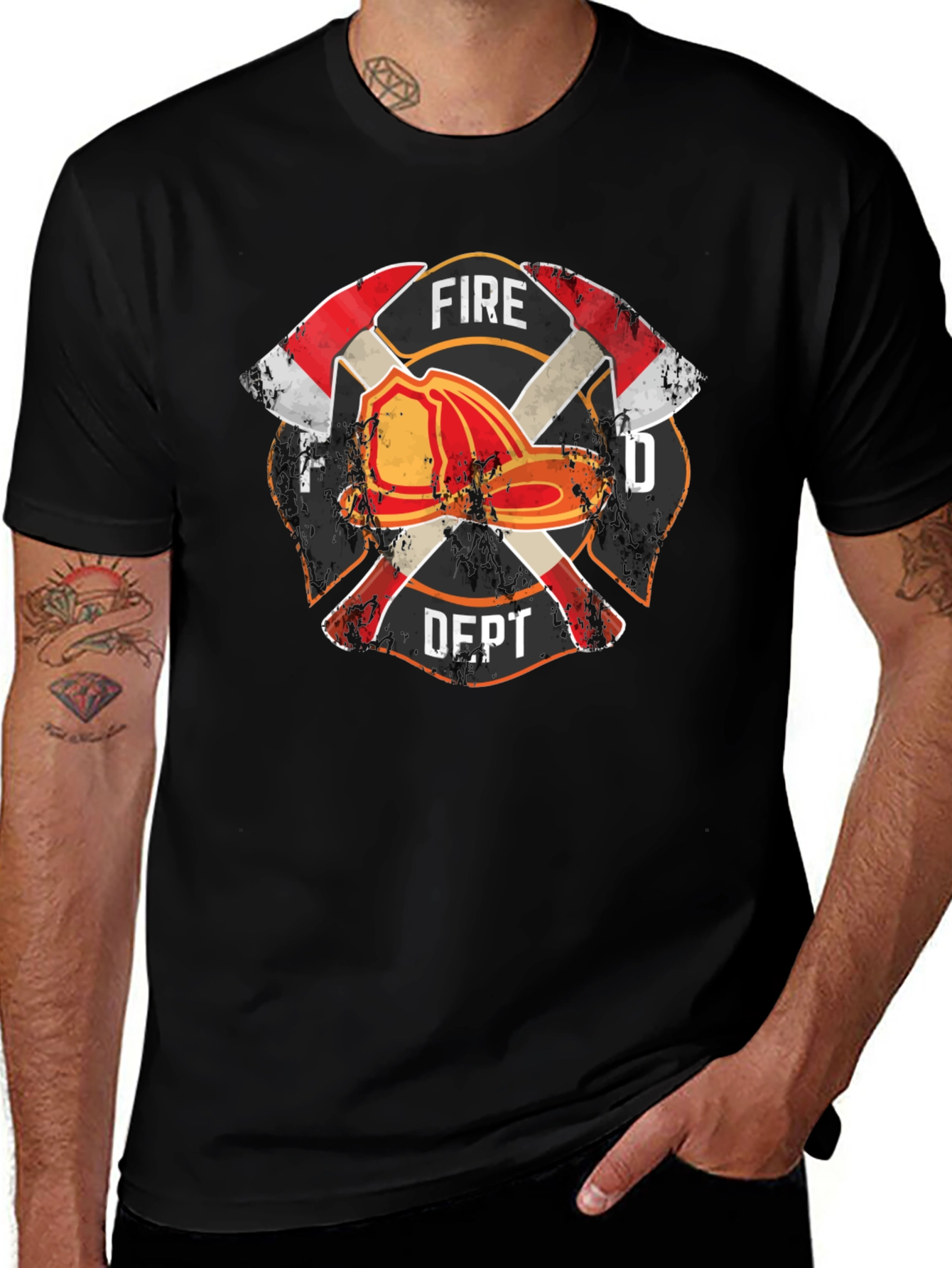 Fire Dept. T-Shirt - Firefighter Maltese Cross Tee
