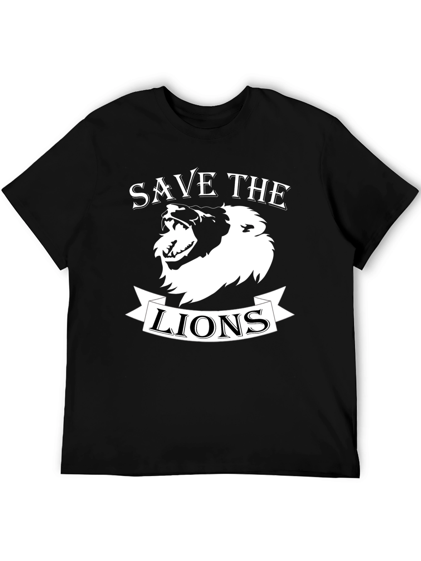 Save the Lions Graphic Print Crew Neck T-Shirt