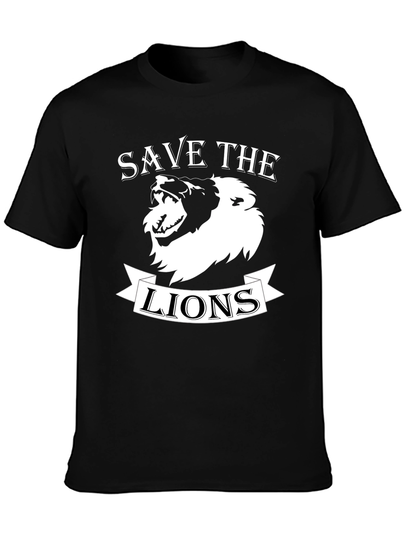 Save the Lions Graphic Print Crew Neck T-Shirt