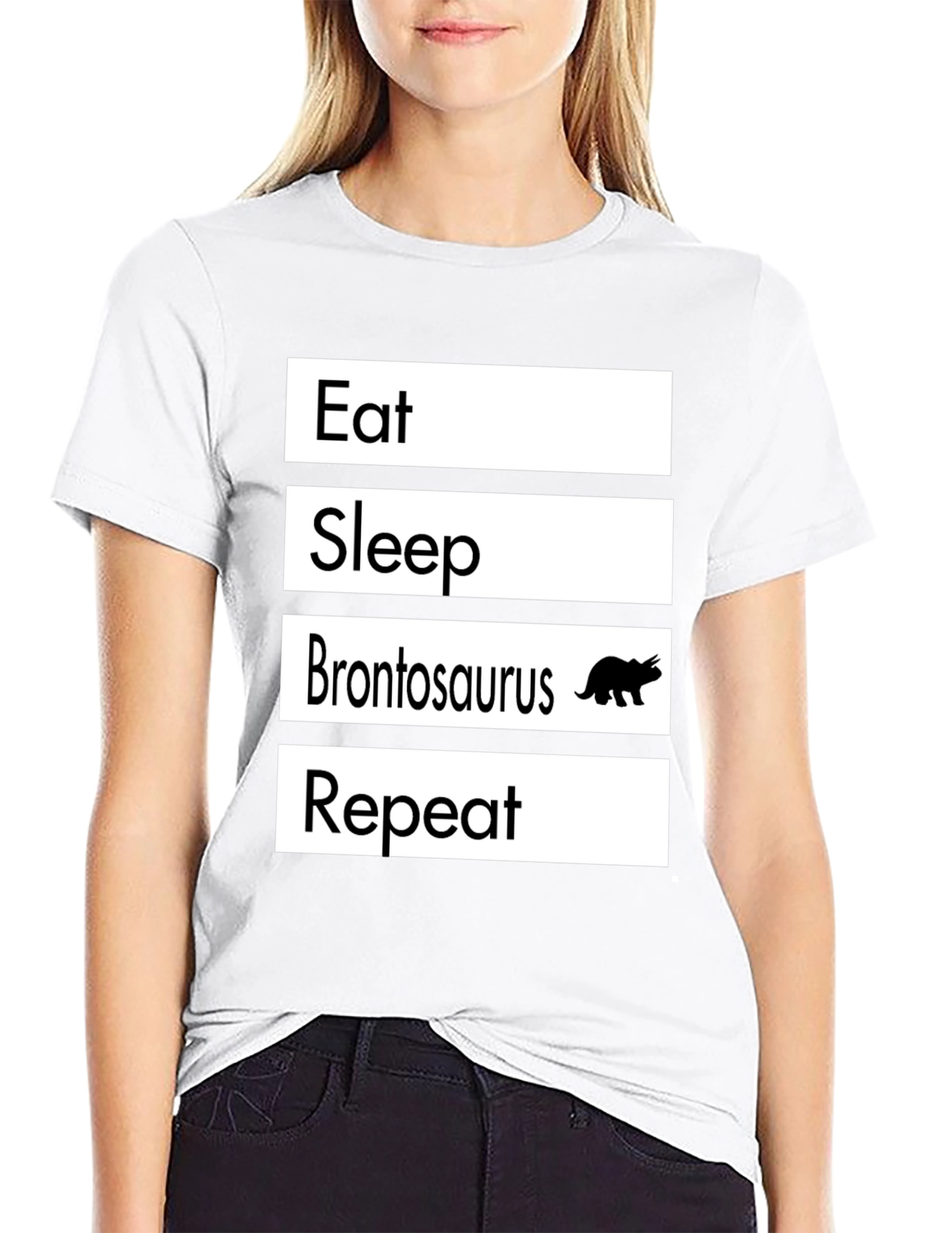 Eat Sleep Brontosaurus Repeat T-Shirt Funny Dino Tee