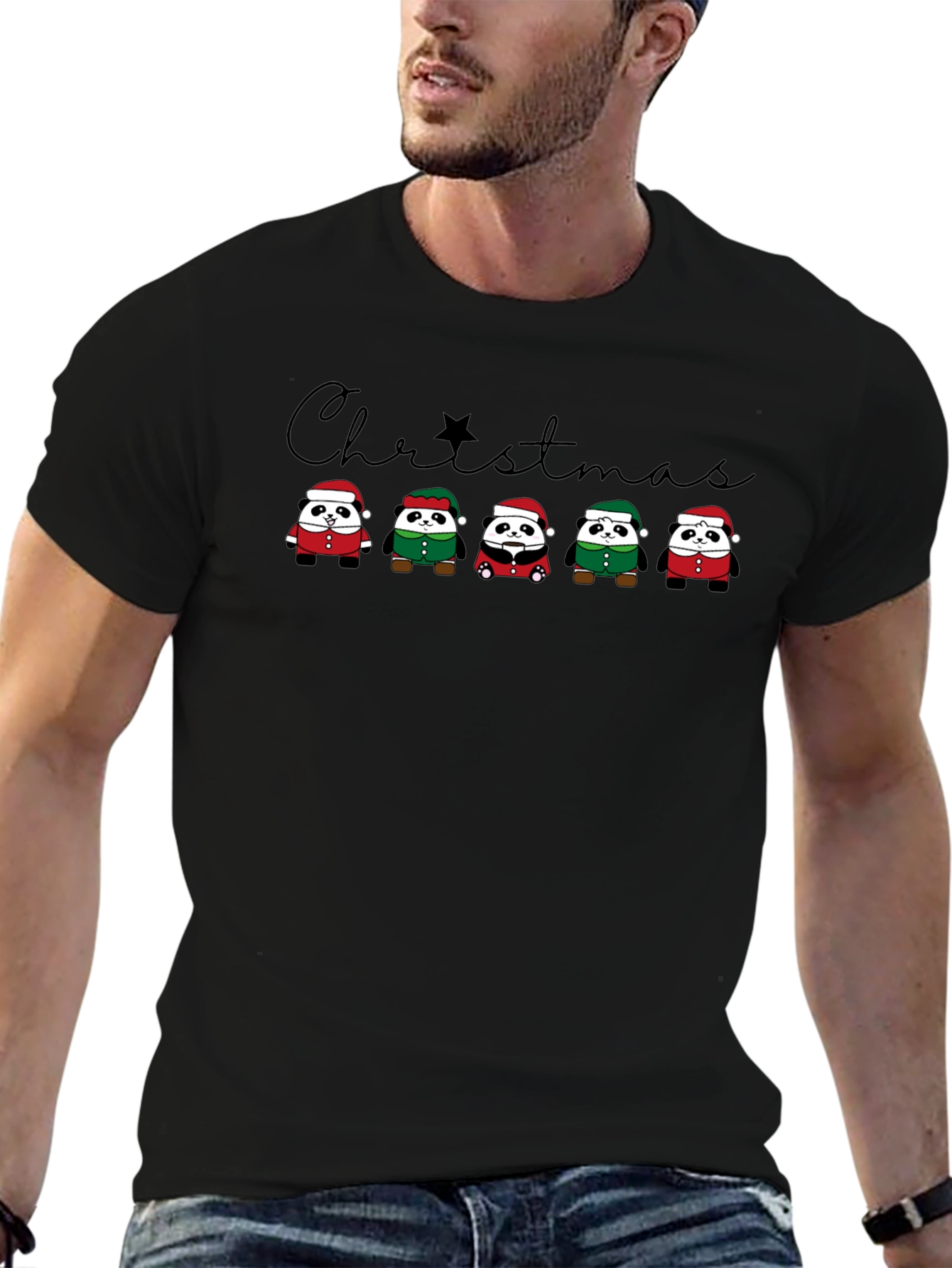 Christmas Panda T-Shirt Cute Holiday Apparel
