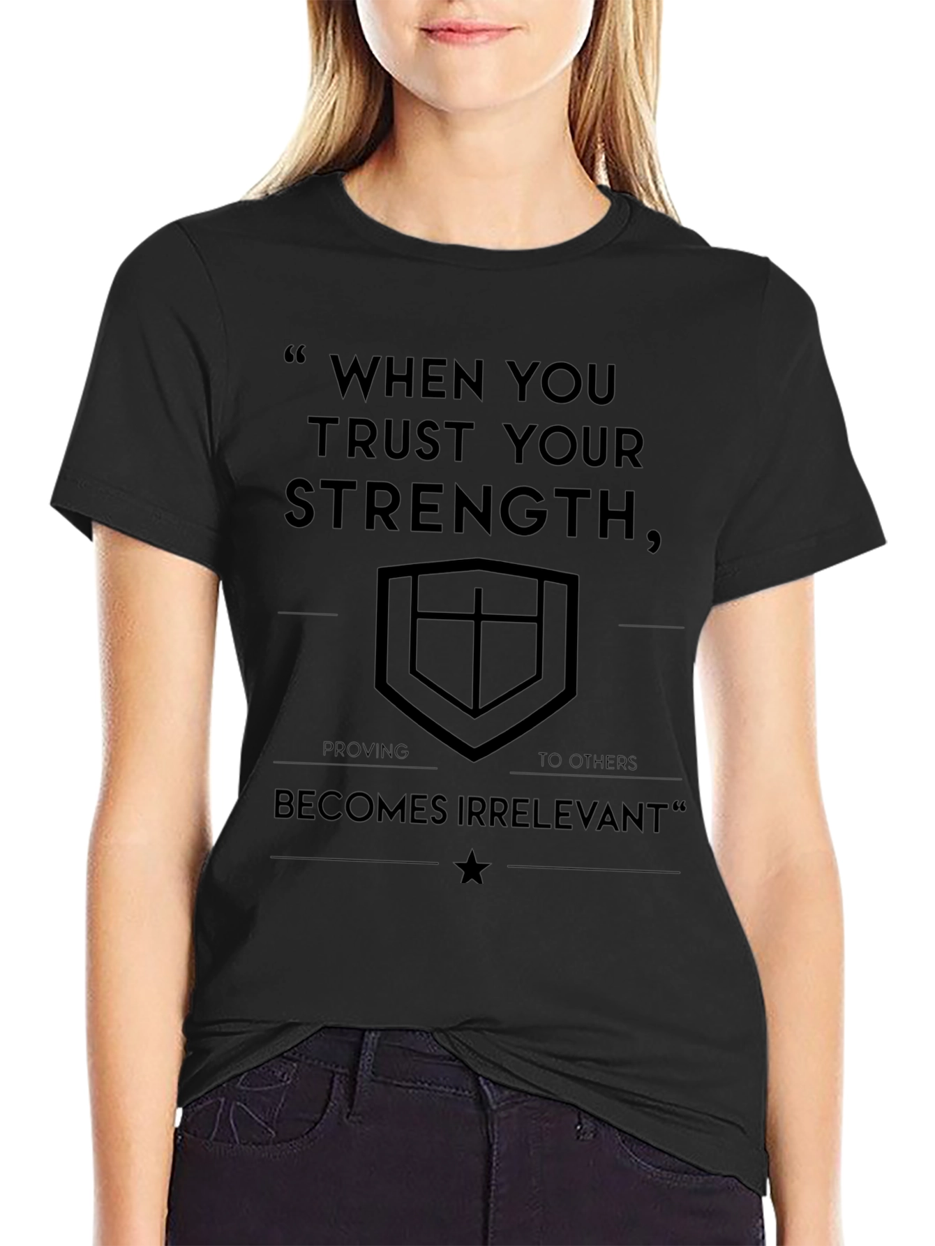 Motivational Black T-Shirt - Trust Your Strength