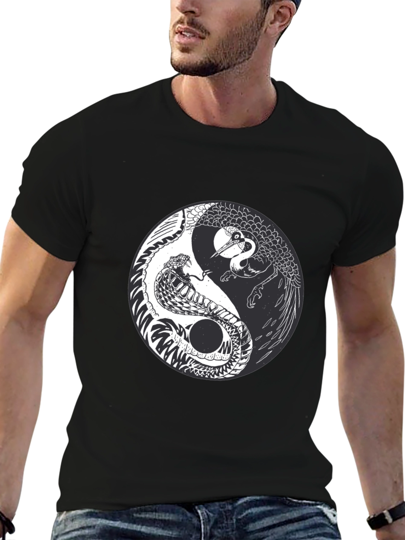 Yin Yang Crane Snake Graphic Tee