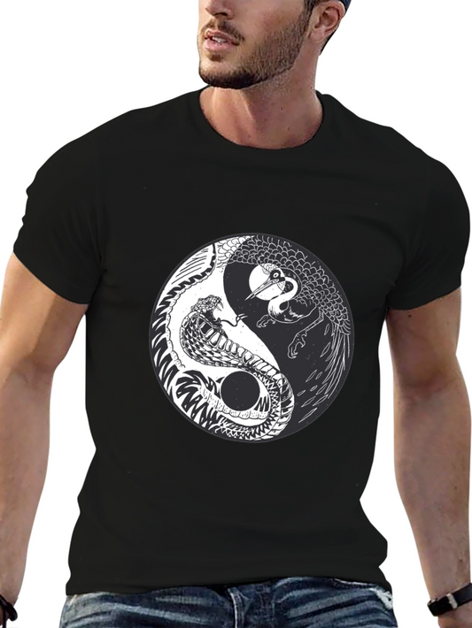 Yin Yang Crane Snake Graphic Tee