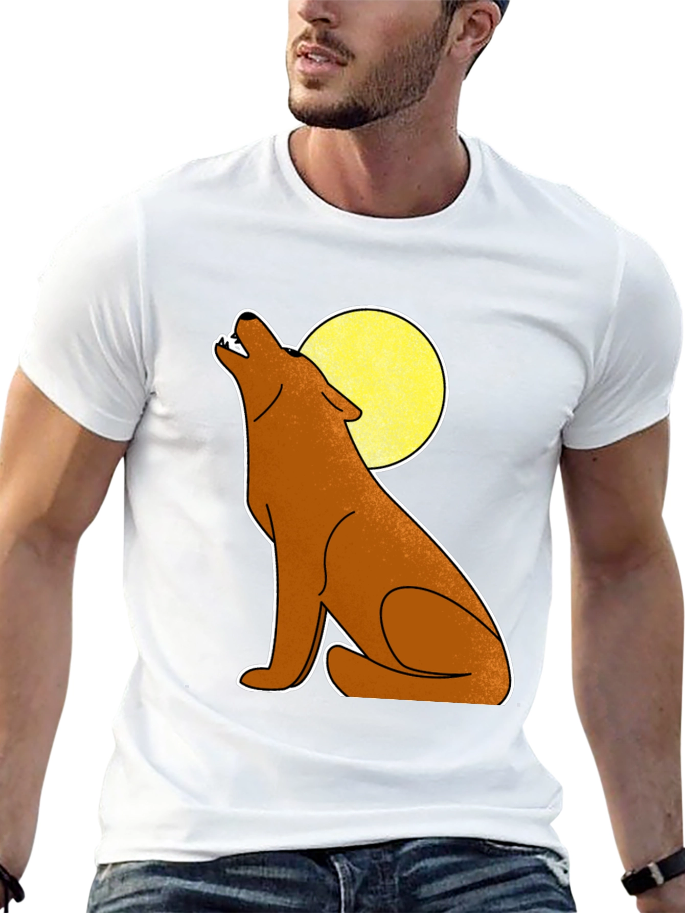 Wolf Howling at Moon Graphic Tee - Black