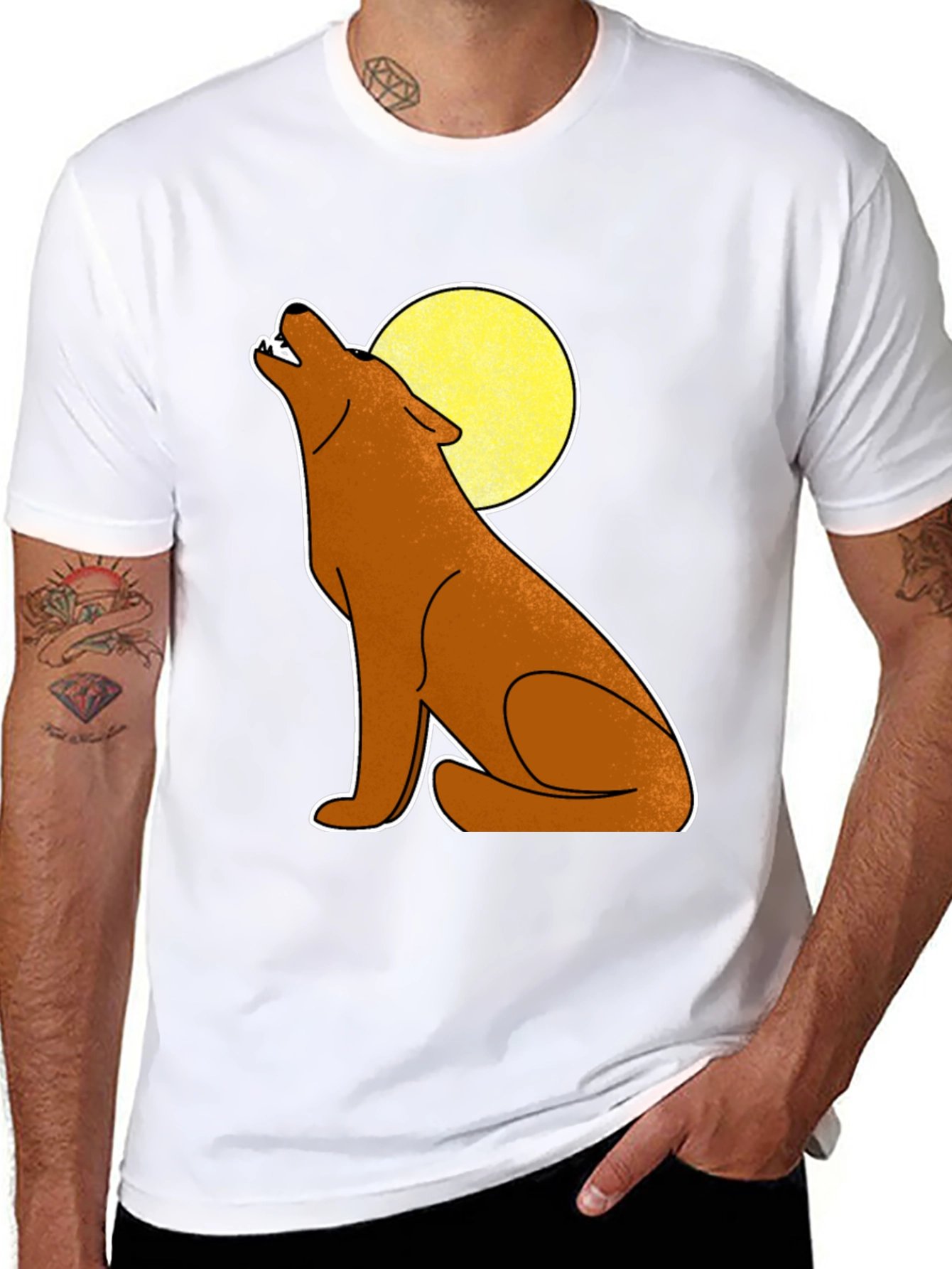 Wolf Howling at Moon Graphic Tee - Black
