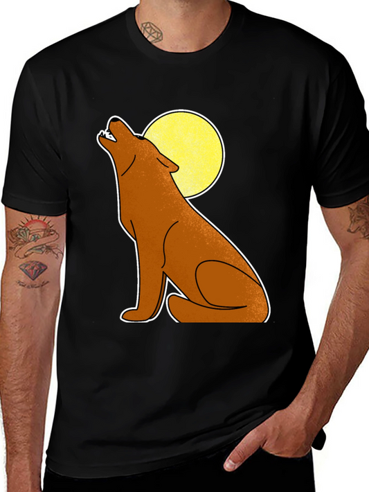 Wolf Howling at Moon Graphic Tee - Black