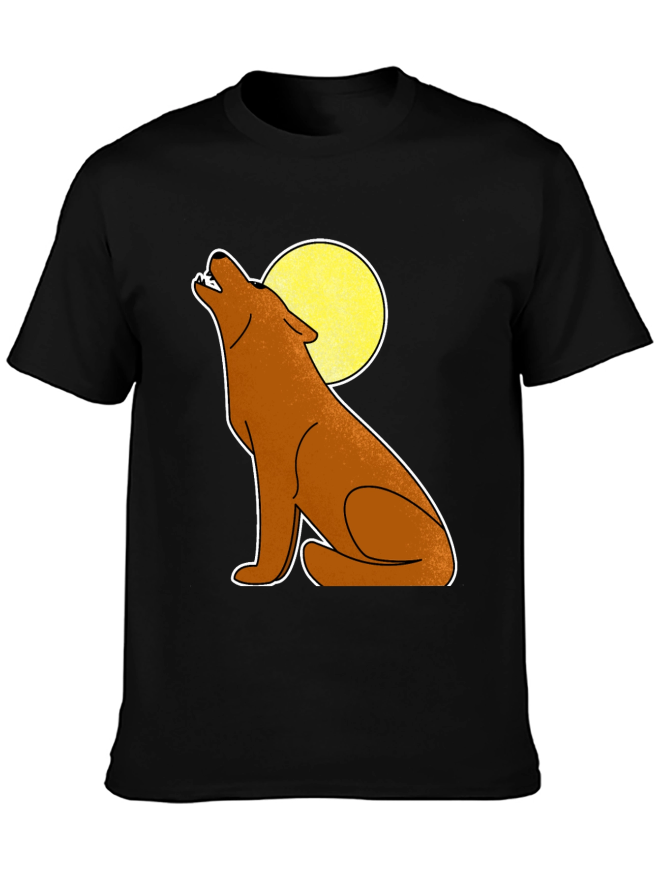 Wolf Howling at Moon Graphic Tee - Black