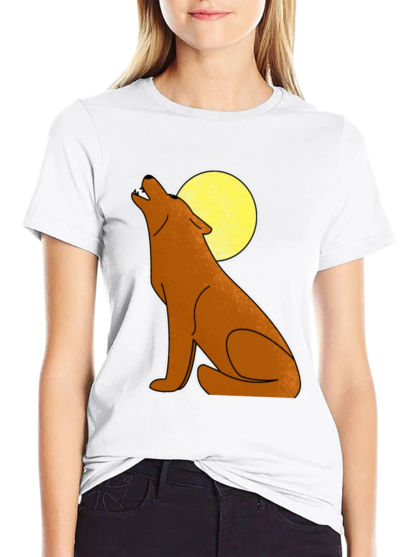 Wolf Howling at Moon Graphic Tee - Black