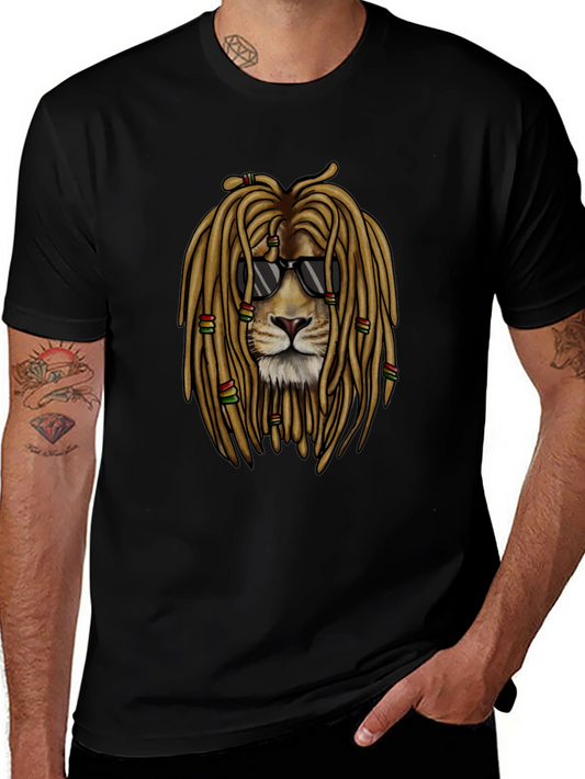 Lion Dreadlocks Sunglasses Graphic T-Shirt
