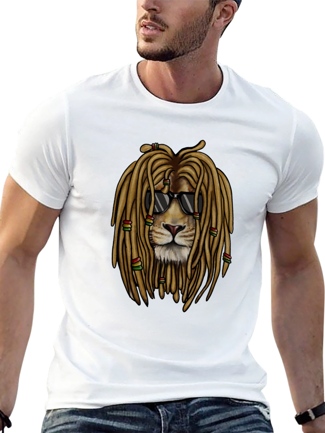 Lion Dreadlocks Sunglasses Graphic T-Shirt
